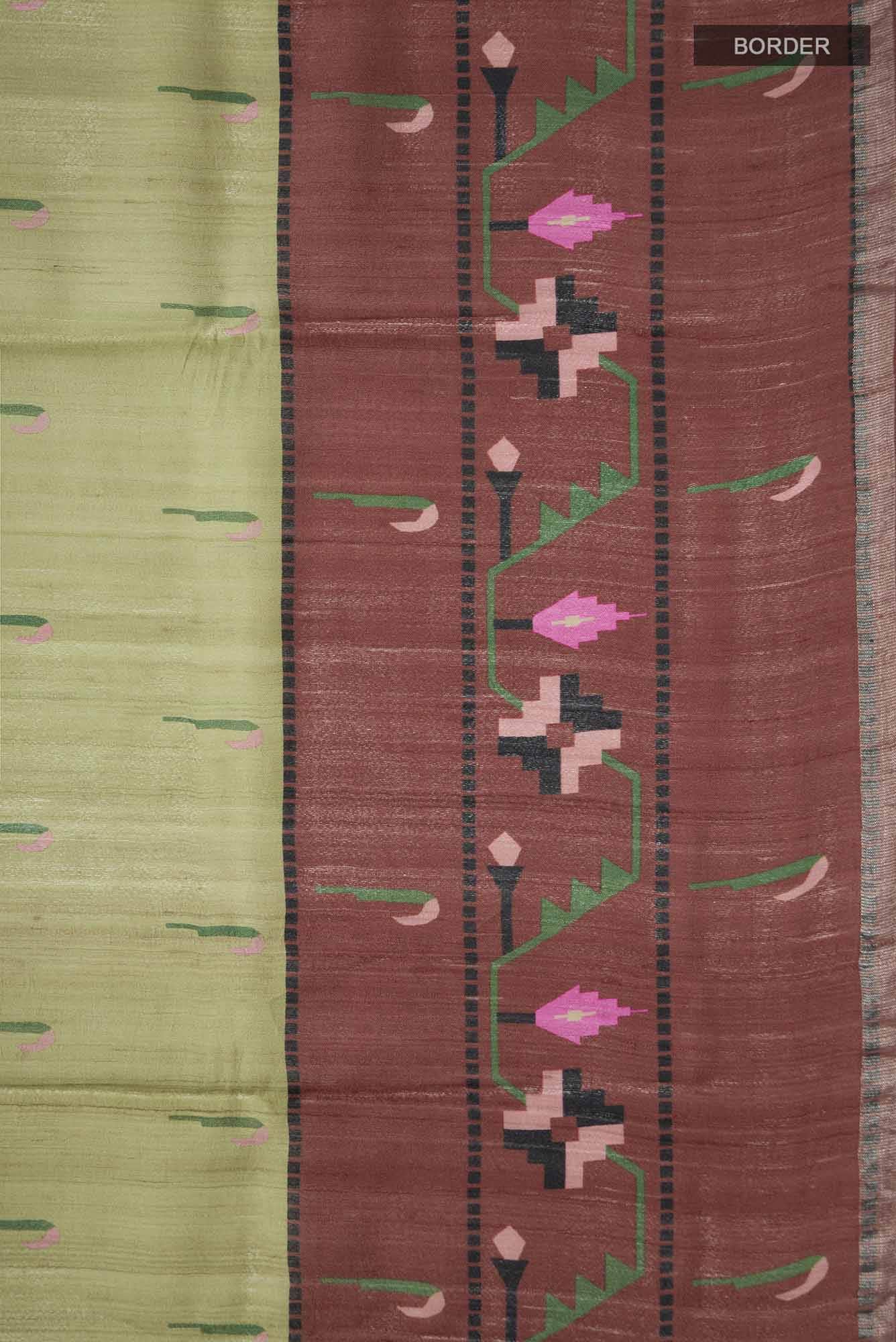 Green Tussar Silk Saree