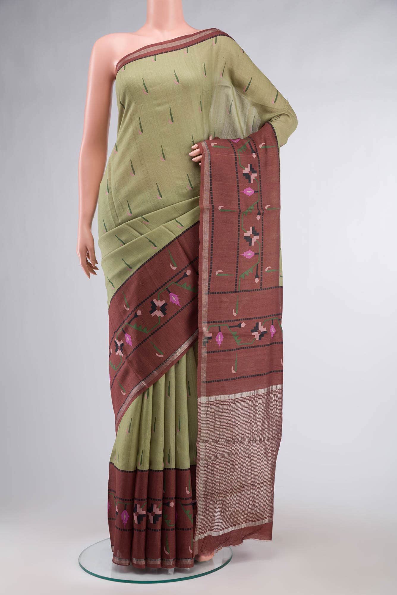 Green Tussar Silk Saree