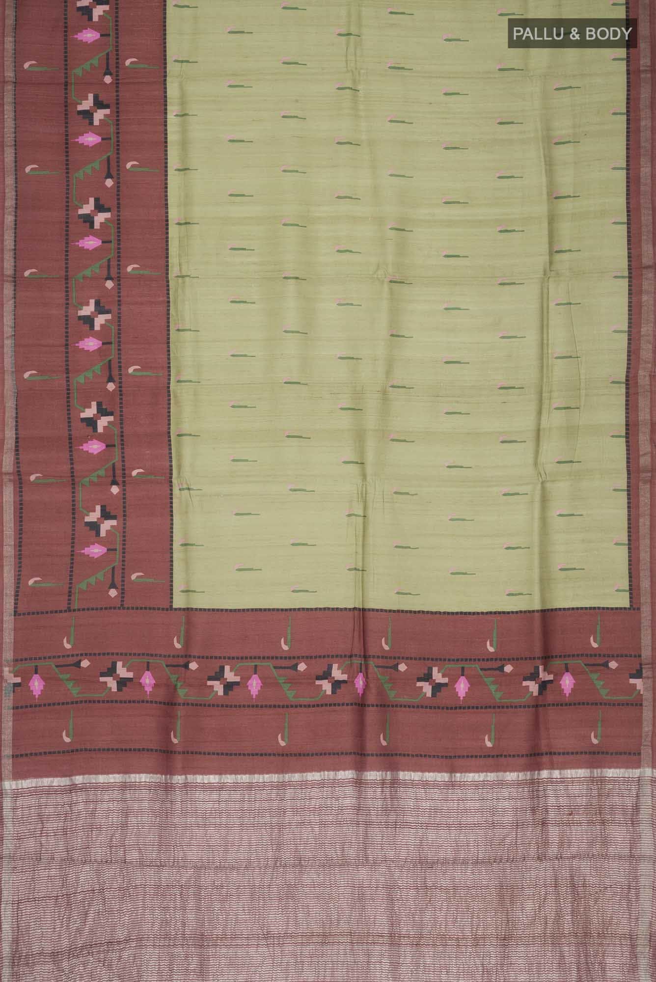 Green Tussar Silk Saree