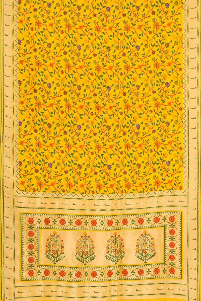 Yellow Dual Tone Blended Banarasi Silk Saree