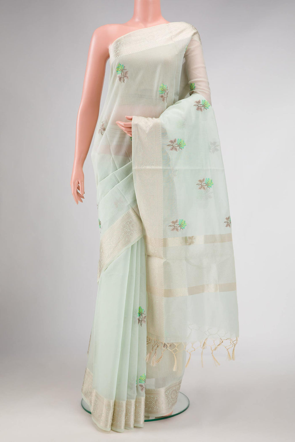Light Green Dual Tone Chanderi Silk Saree