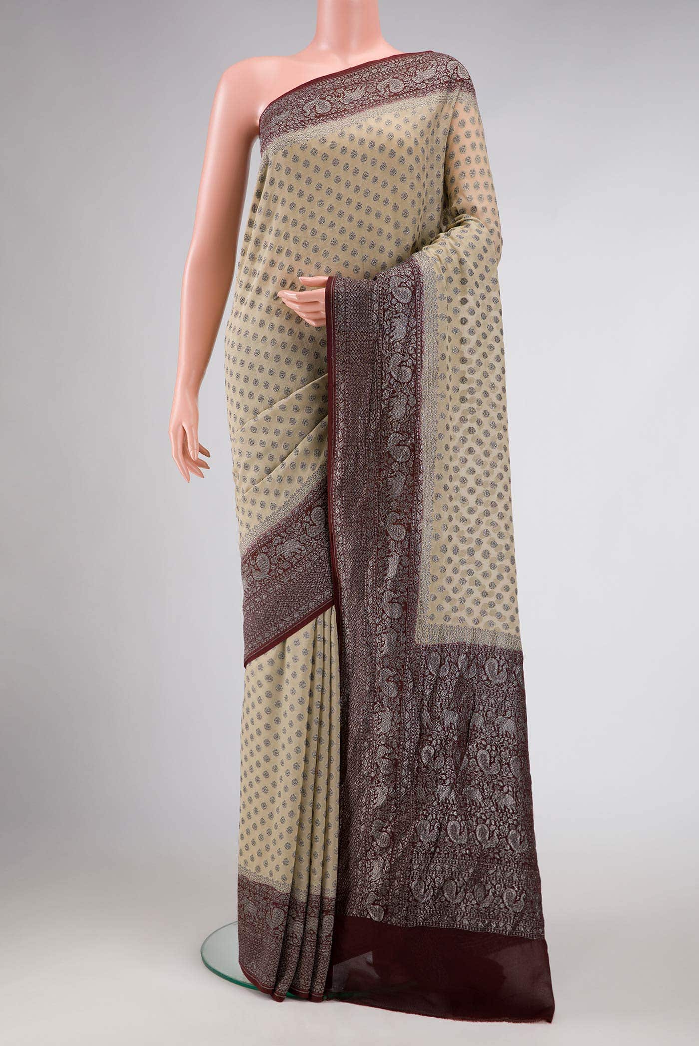 Beige Banarasi Georgette Saree