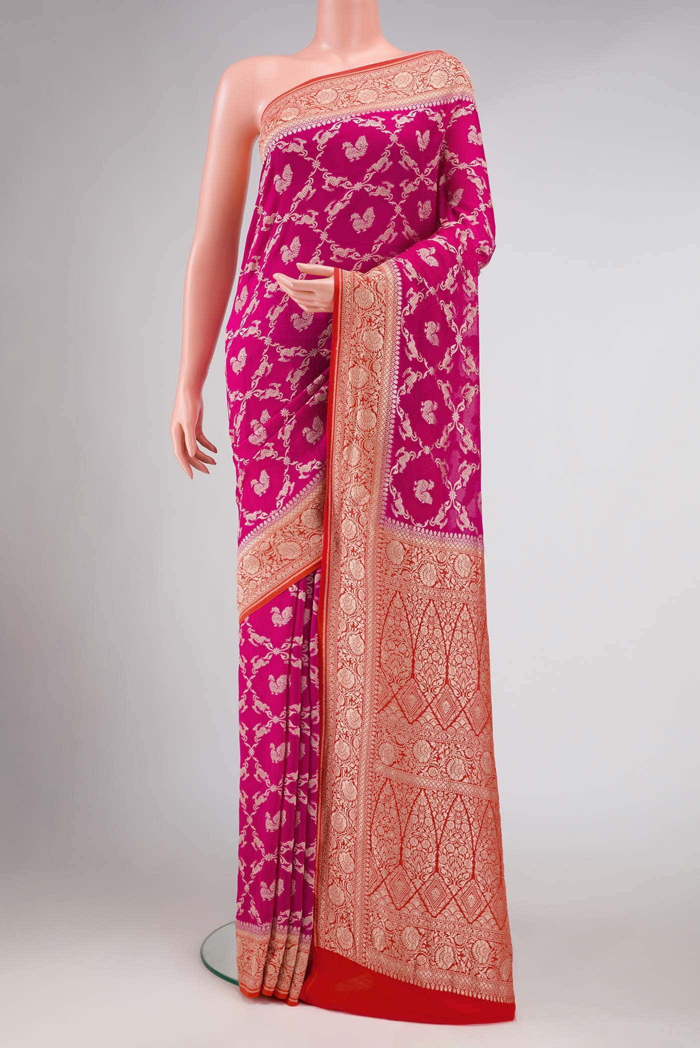 Pink Mysore Georgette Saree