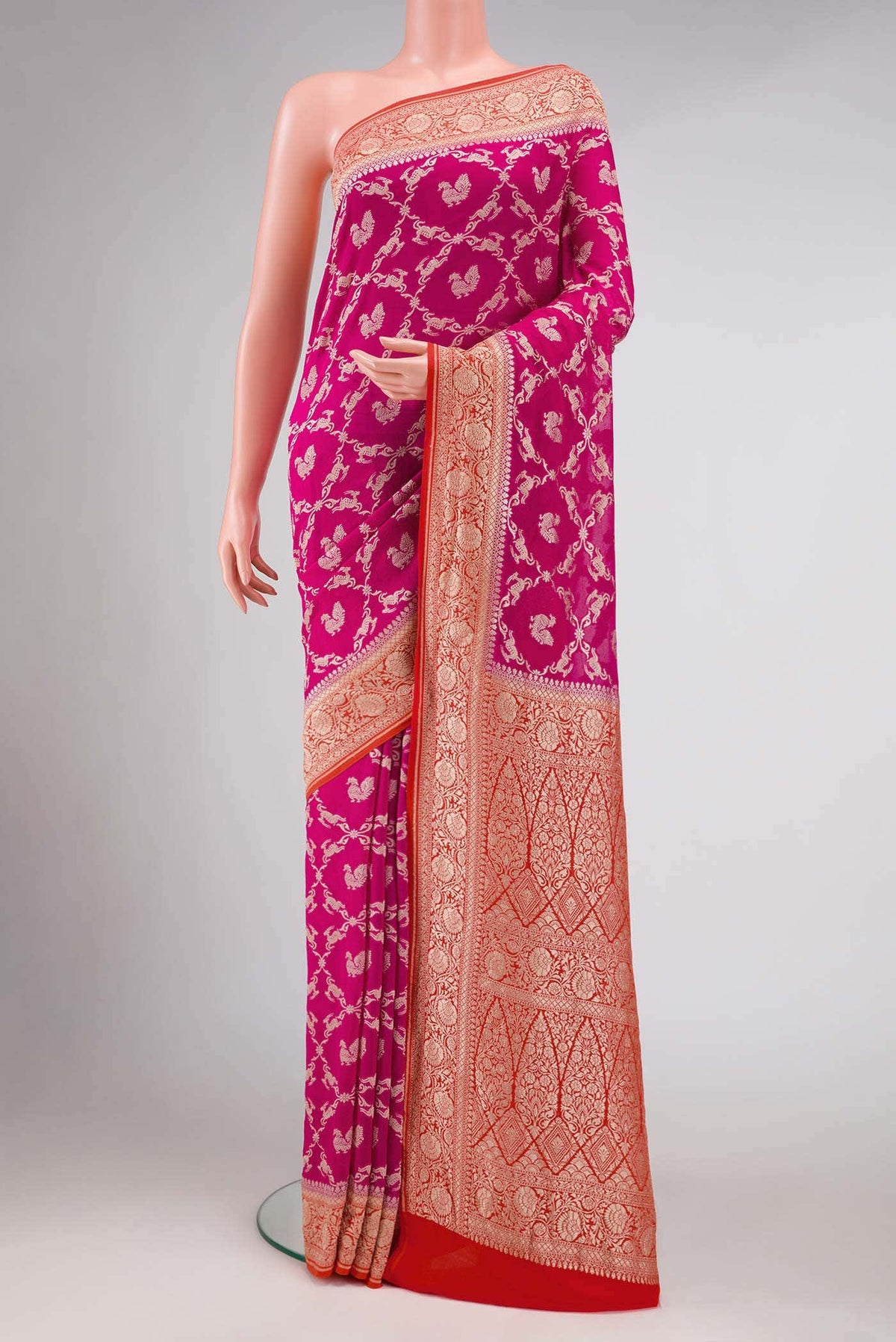 Pink Mysore Georgette Saree