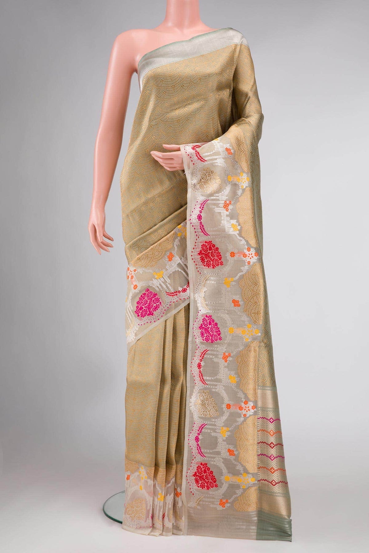 Pure Silk Pure Zari Gold Banarasi Saree