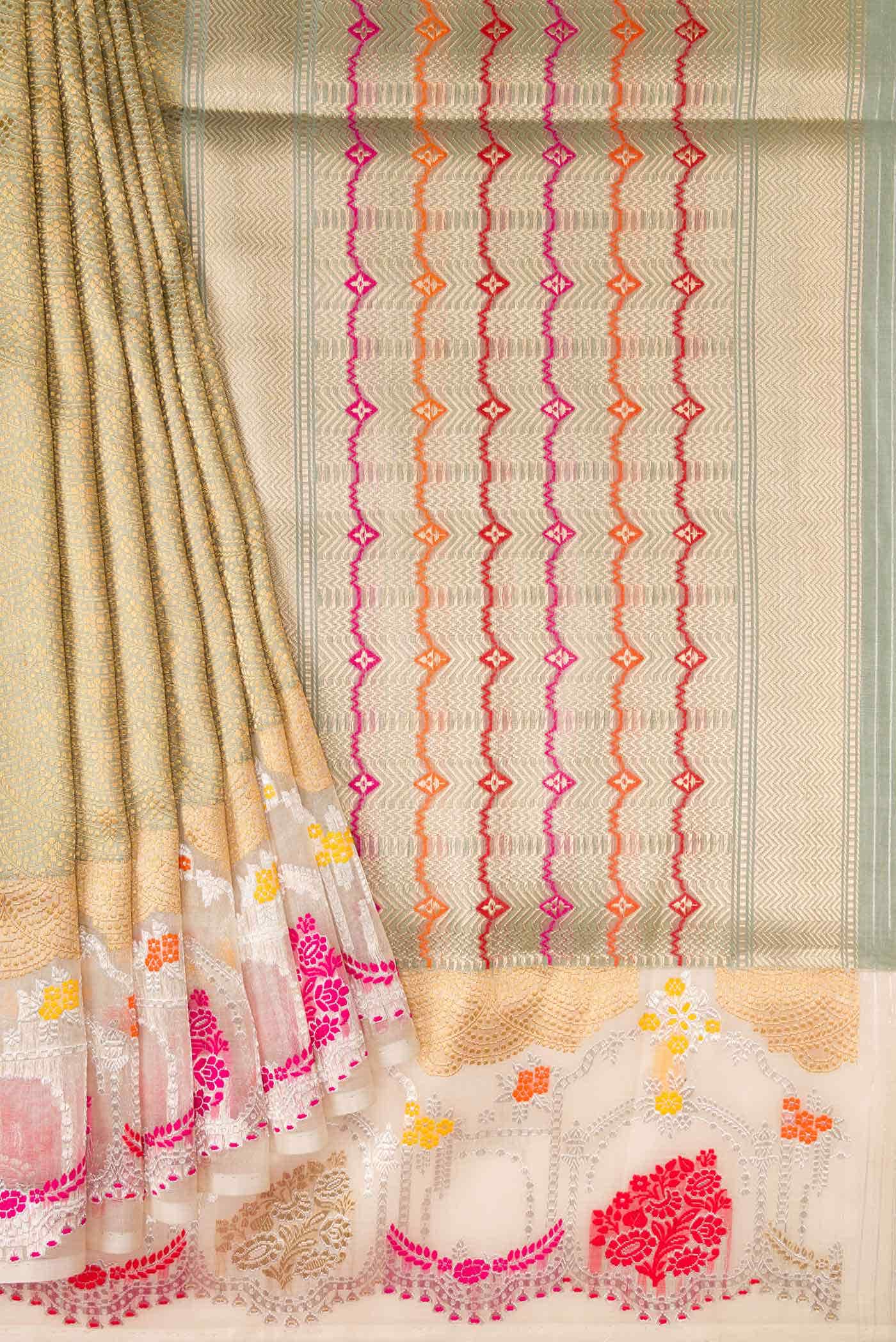 Pure Silk Pure Zari Gold Banarasi Saree