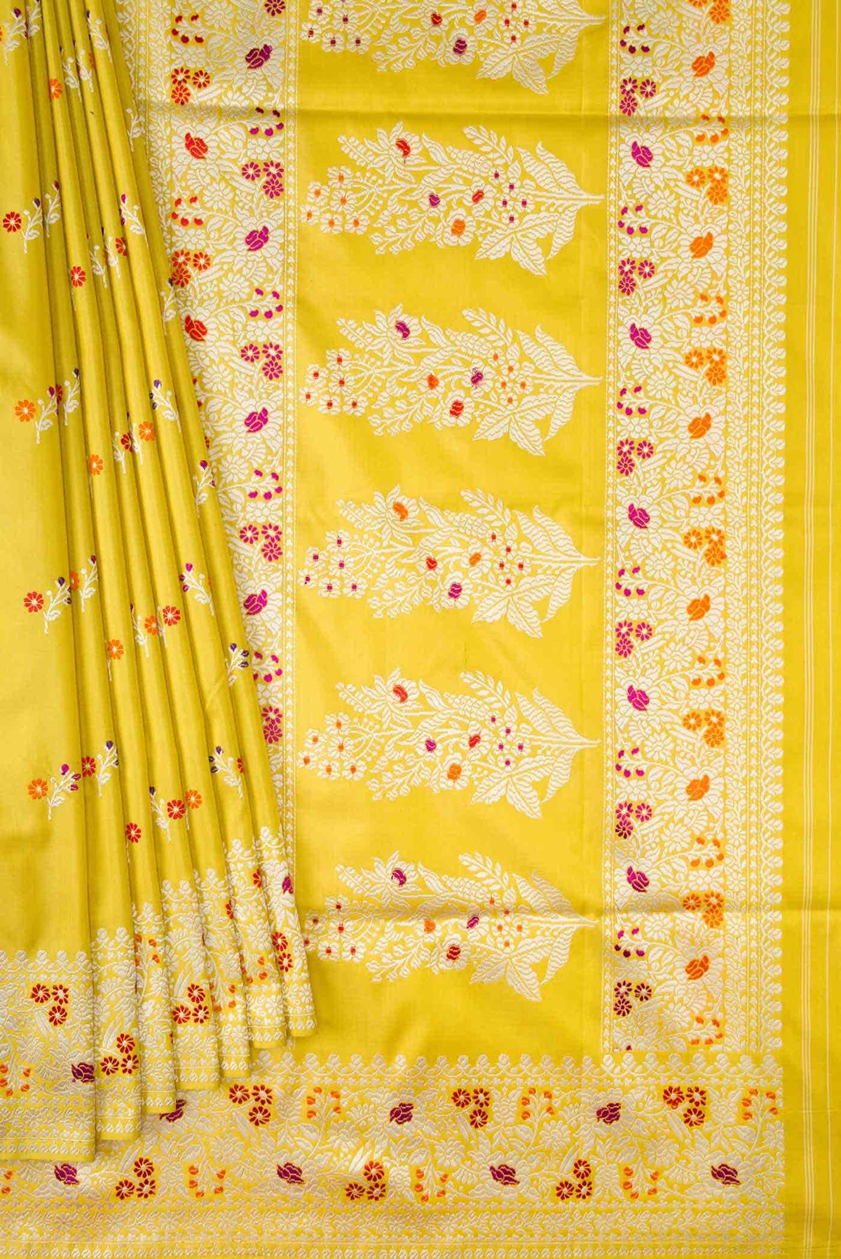Yellow Dual Tone Banarasi Silk Saree