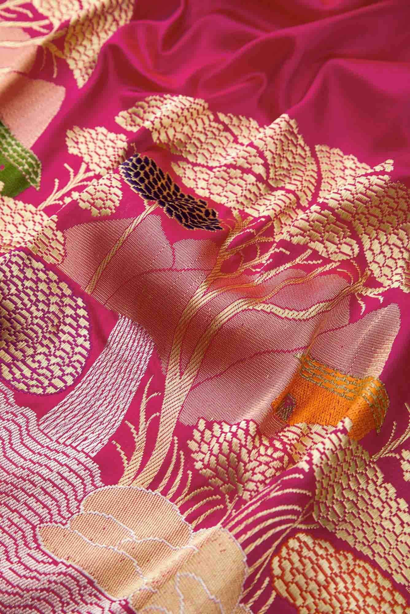 Pink Dual Tone Banarasi Silk Saree