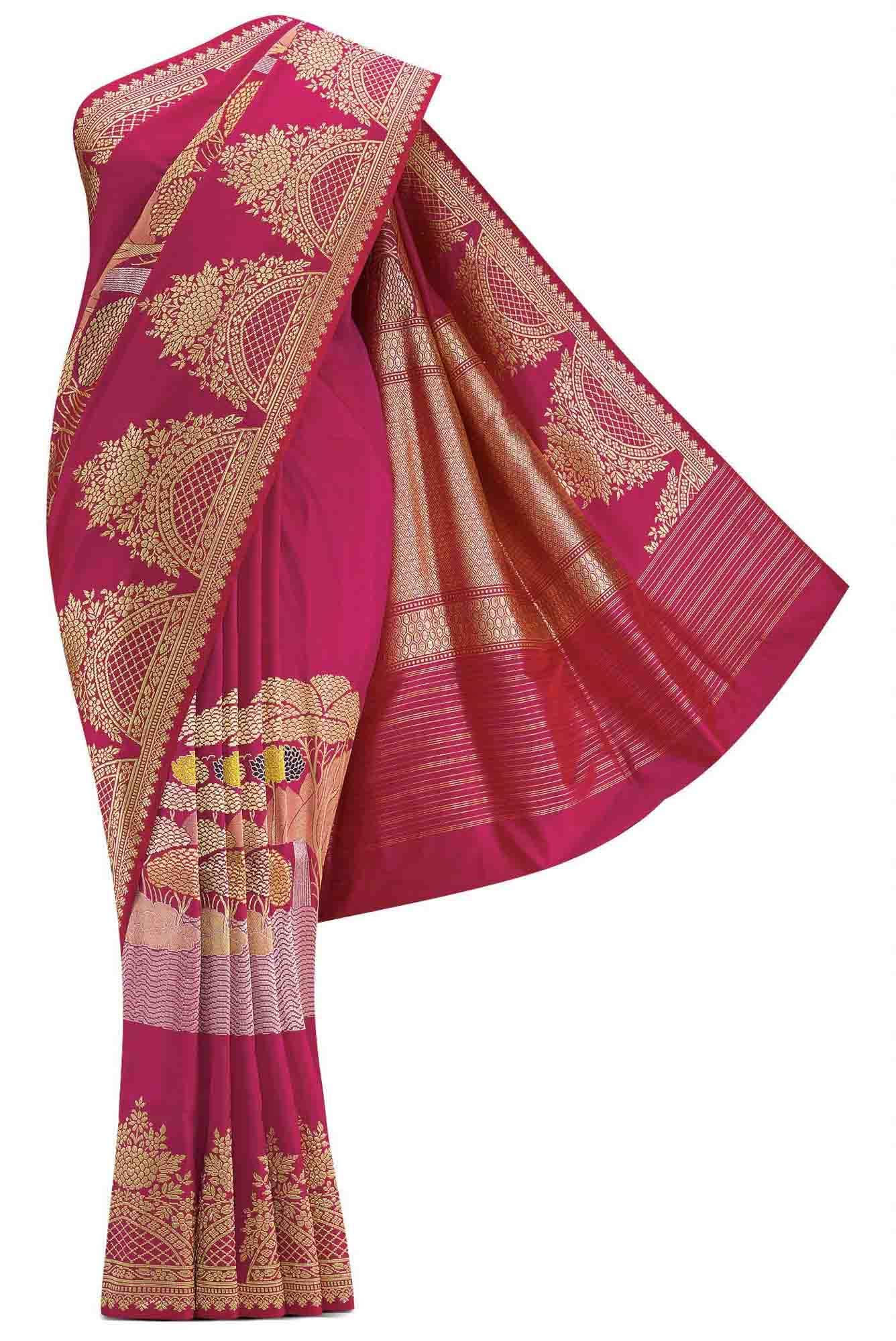Pink Dual Tone Banarasi Silk Saree
