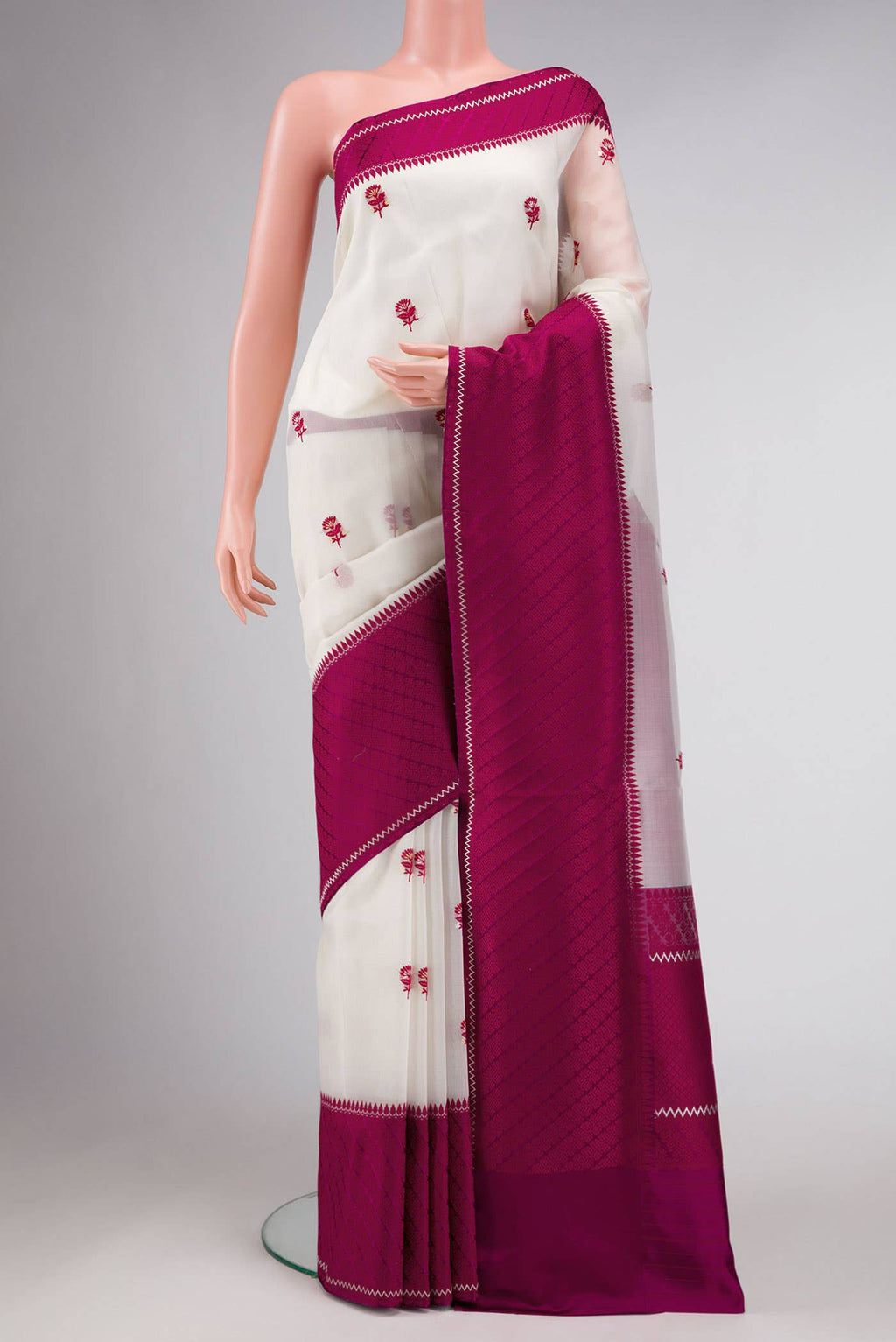 White Organza Silk Saree