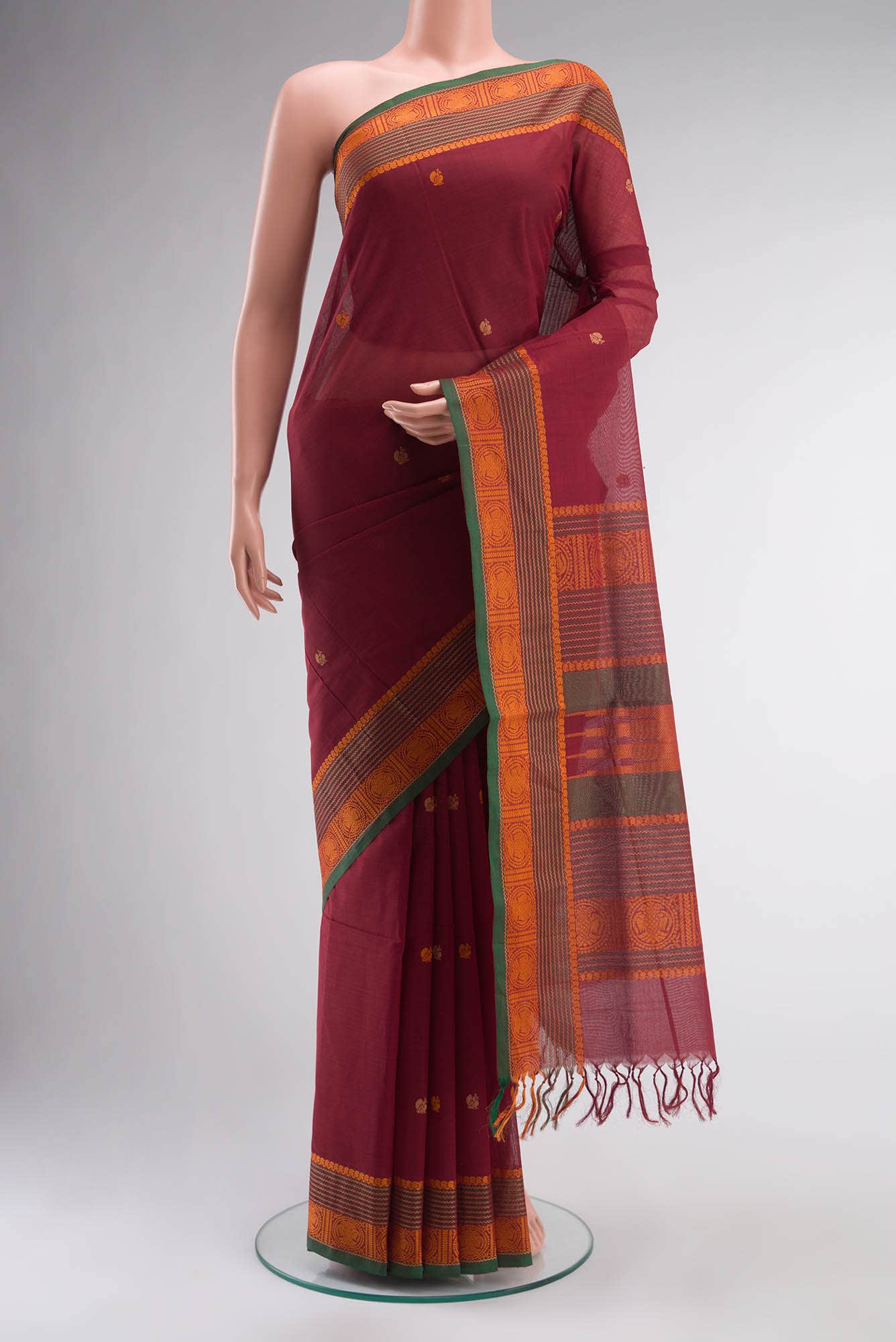 Maroon Coimbatore Cotton Saree