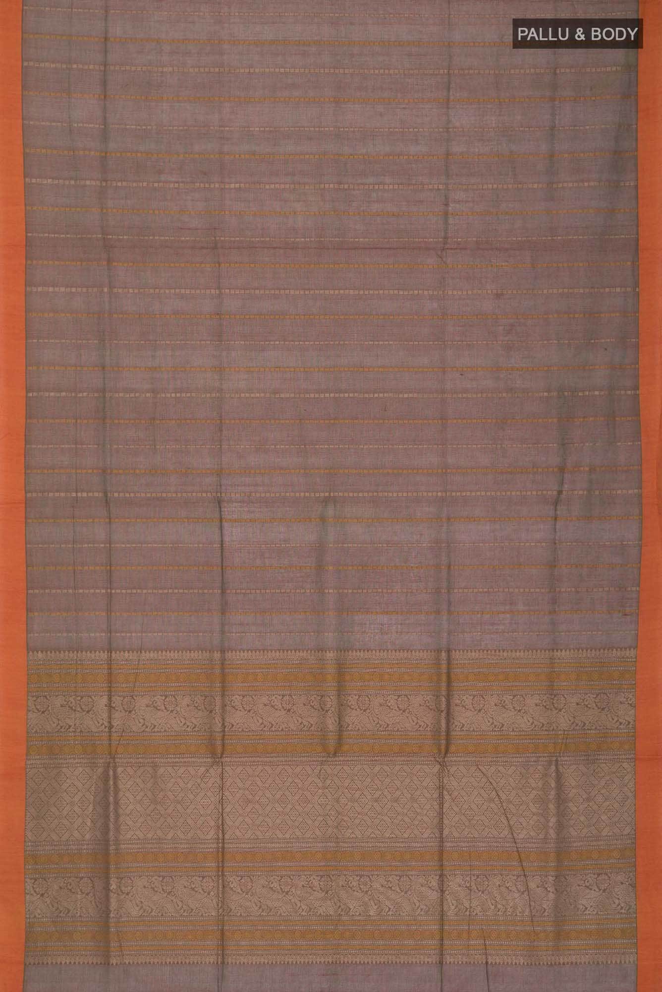 Green with Orange Dual Tone Coimbatore Cotton Saree