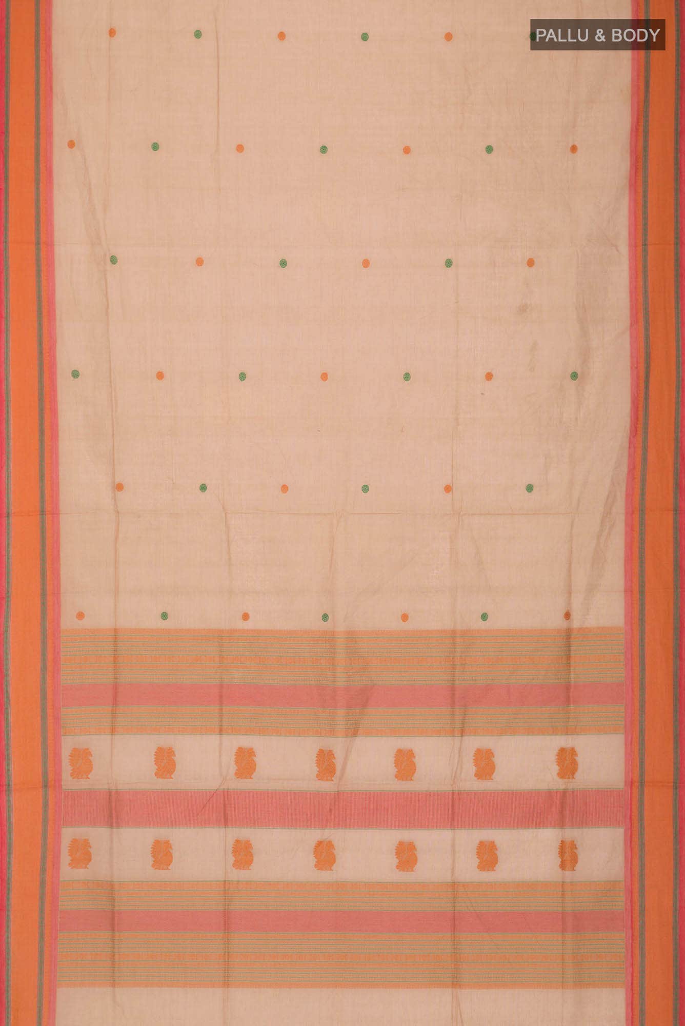 Beige Coimbatore Cotton Saree