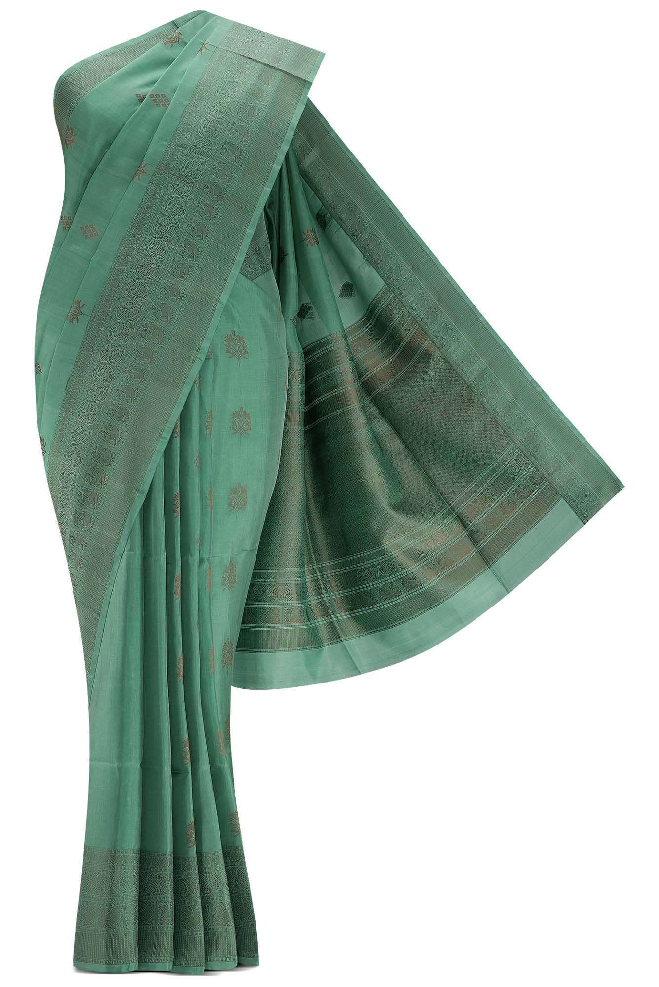 Green Dual Tone Soft Silk Saree