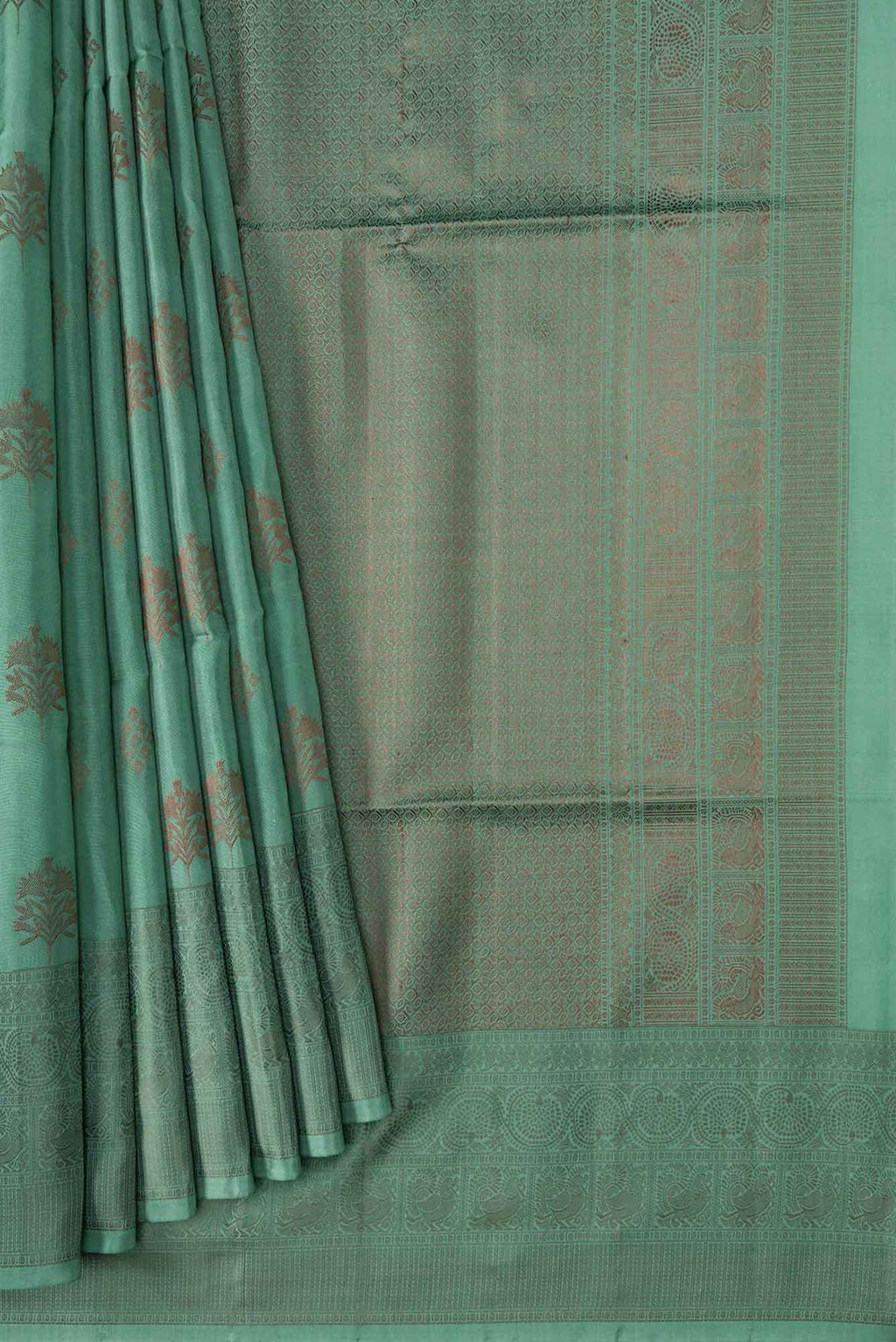 Green Dual Tone Soft Silk Saree