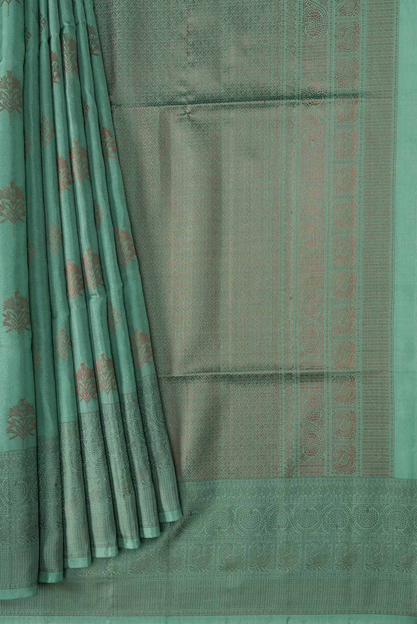 Green Dual Tone Soft Silk Saree
