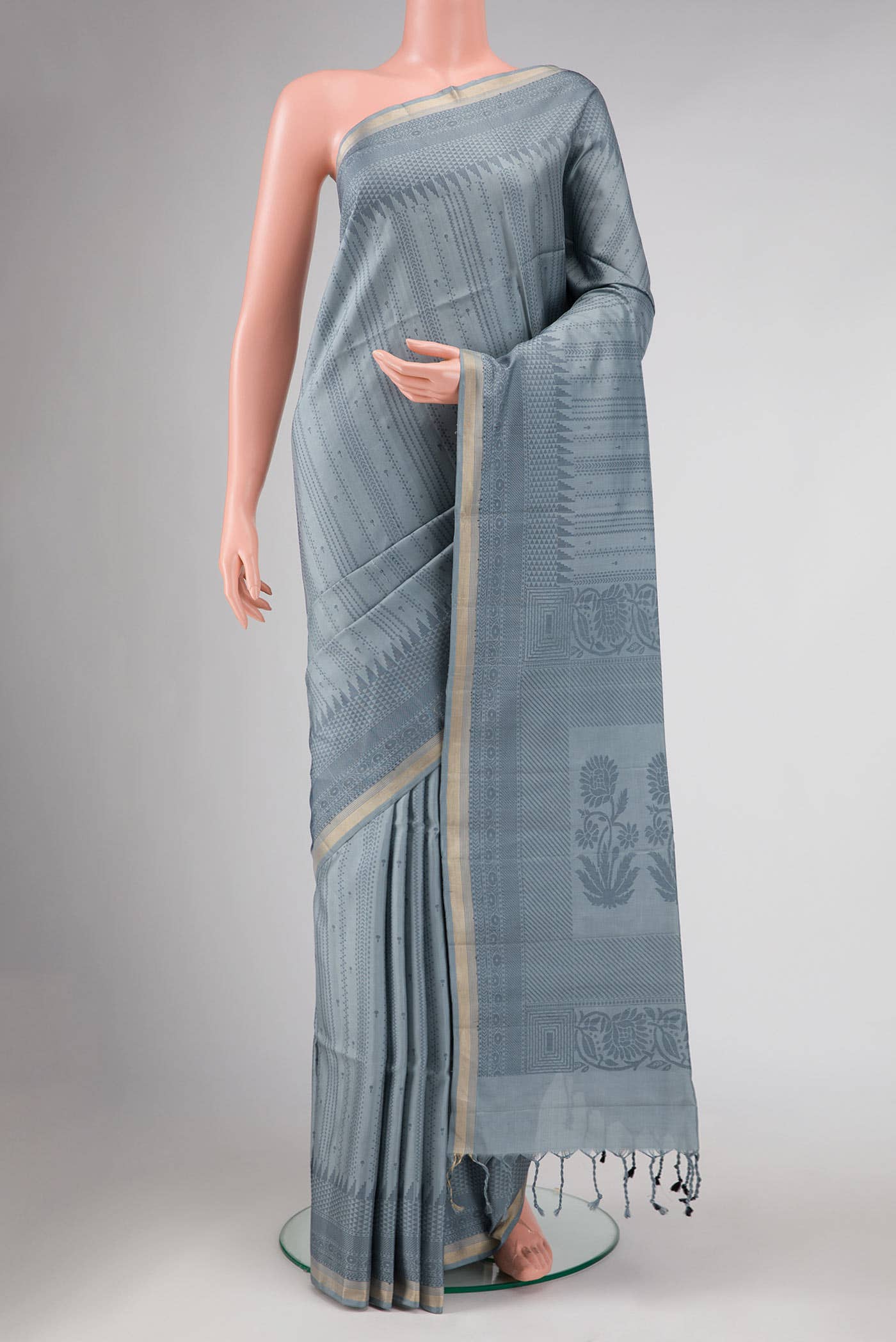 Grey Dual Tone Soft Silk Saree