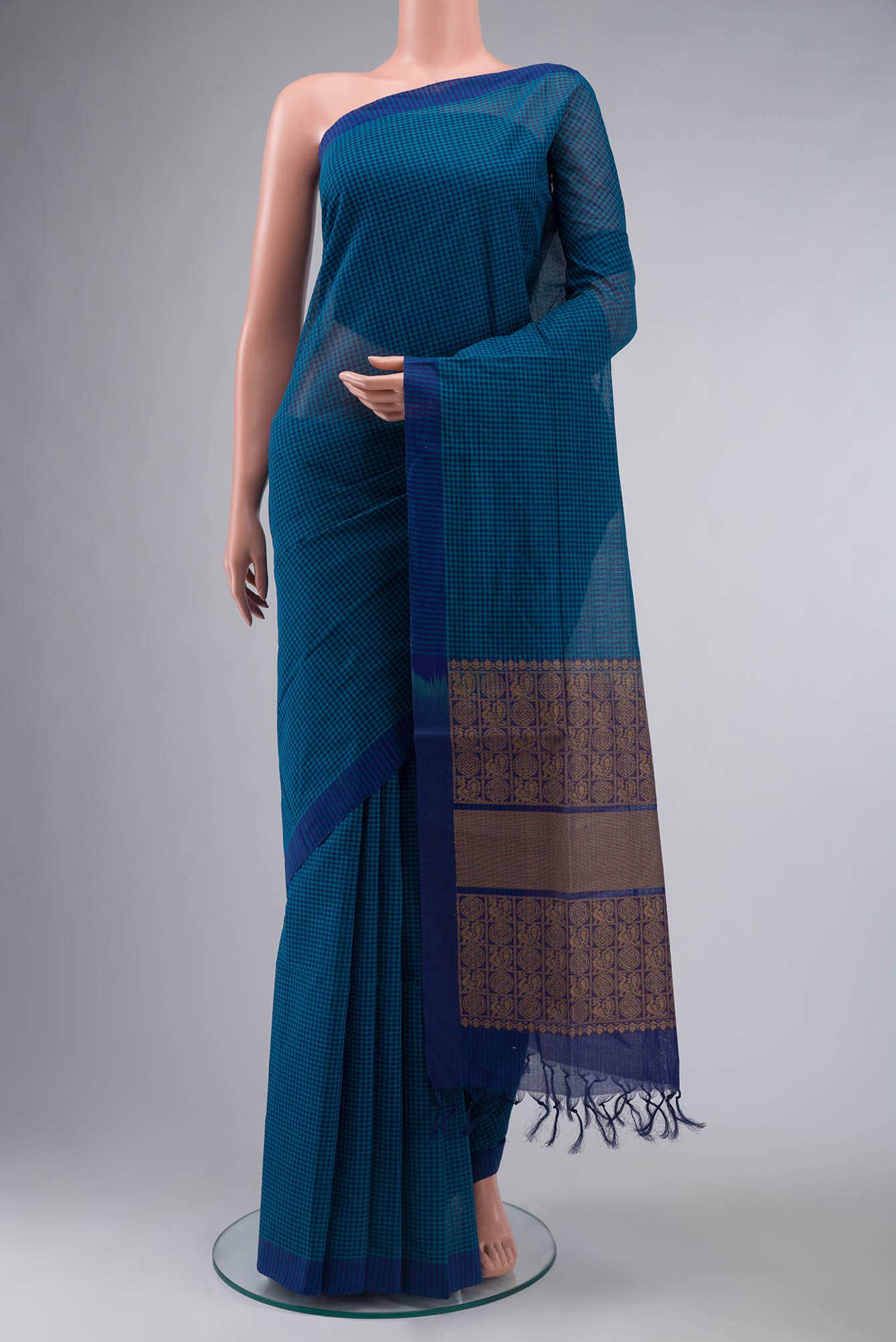 Blue Coimbatore Cotton Saree