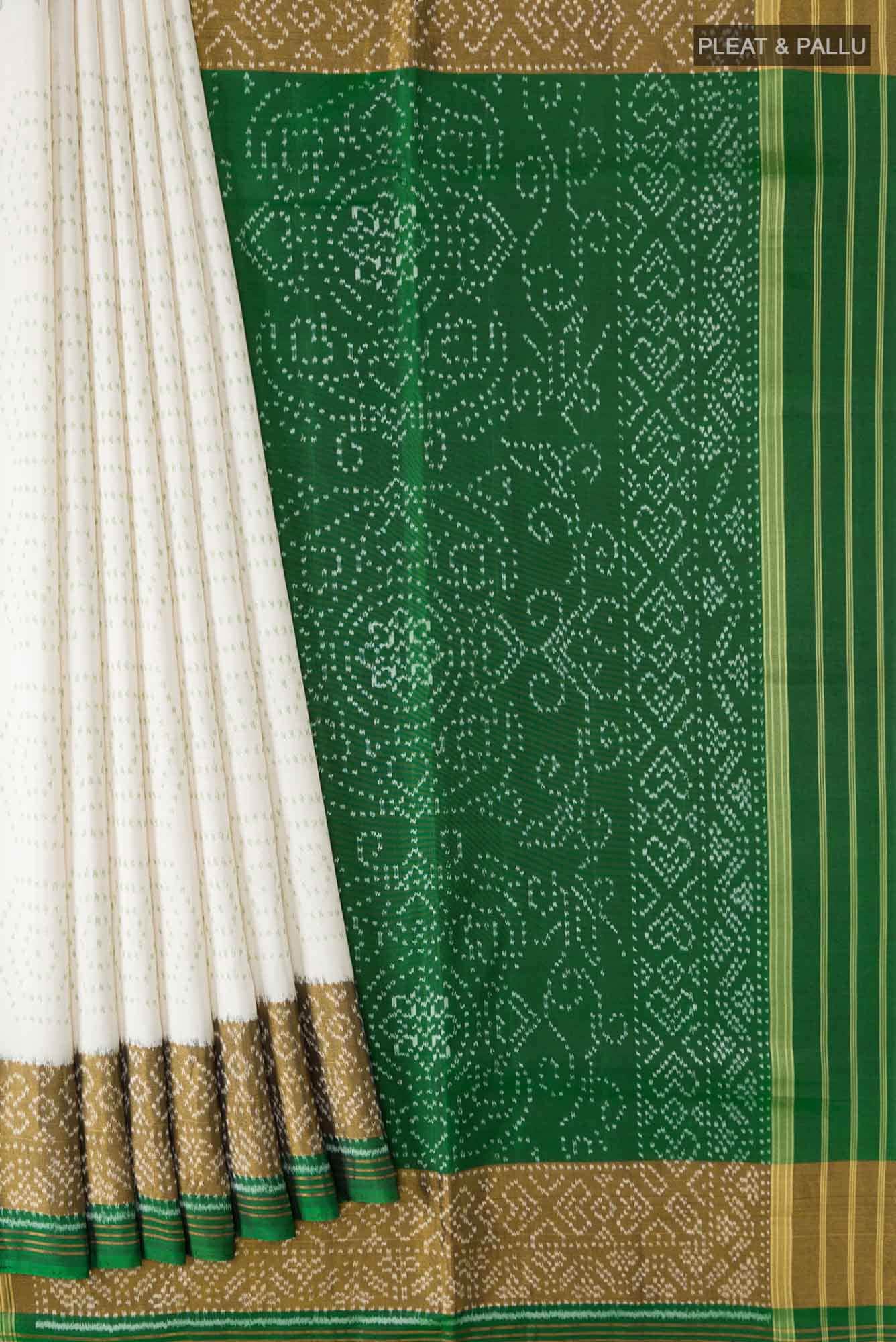 Cream Pochampally Silk Saree