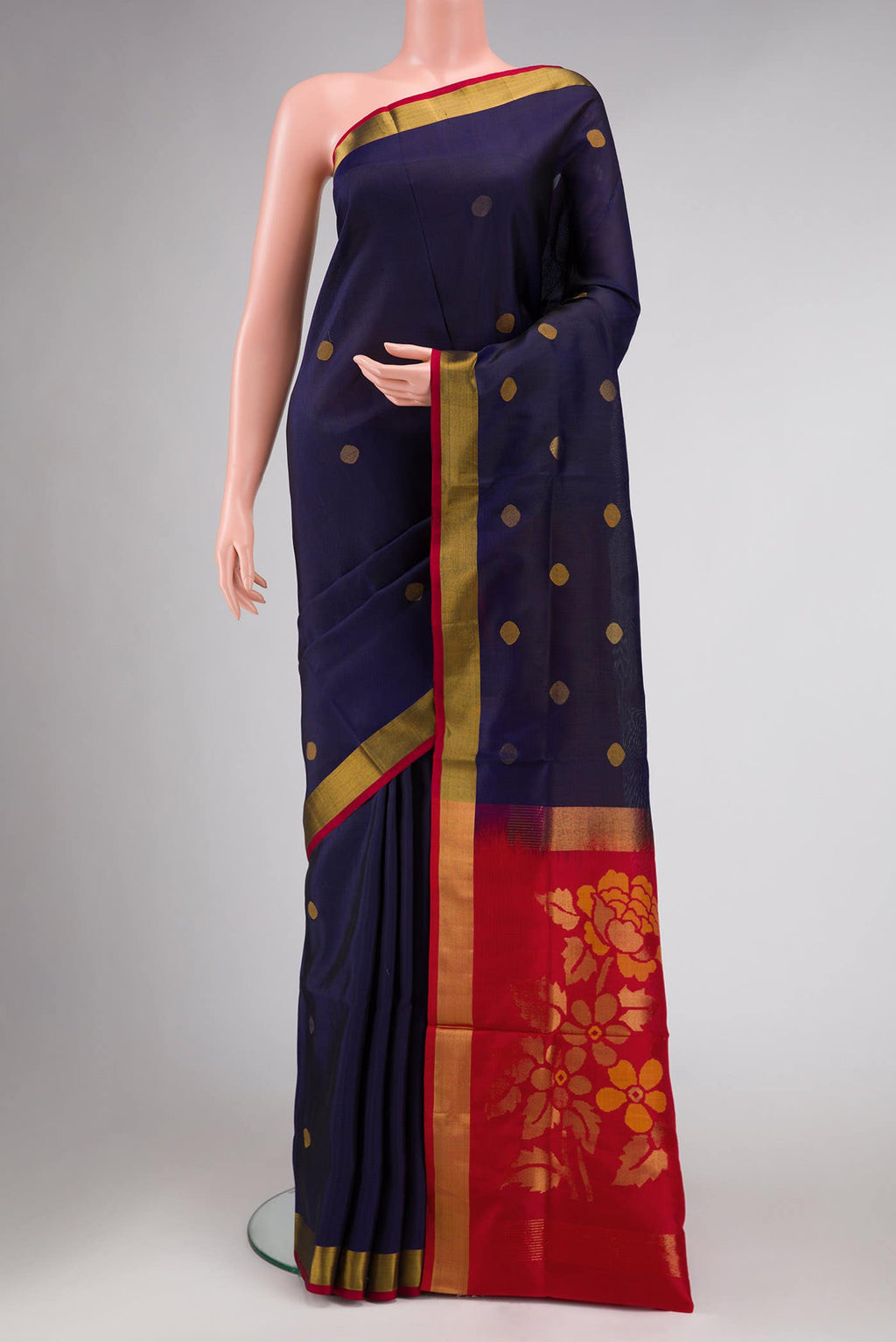 Navy Blue Dual Tone Uppada Silk Saree