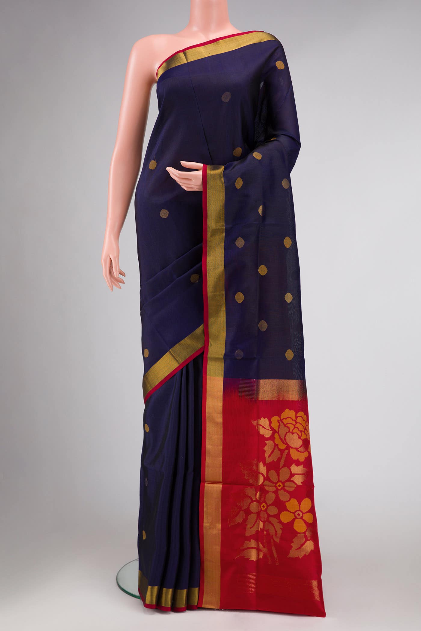 Navy Blue Dual Tone Uppada Silk Saree