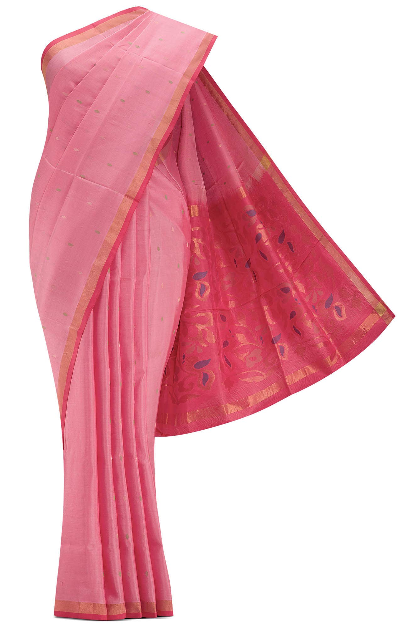 Pink Dual Tone Uppada Silk Saree