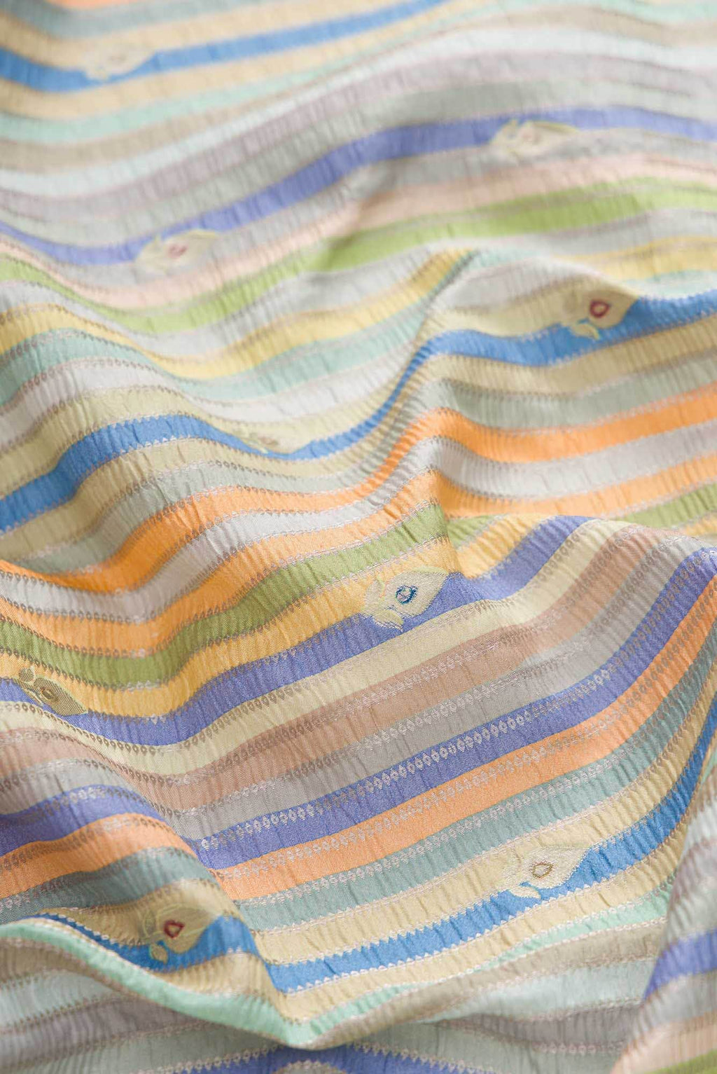 Yellow Royal BlueGrey and Pista Green Dual Tone Banarasi Silk Saree