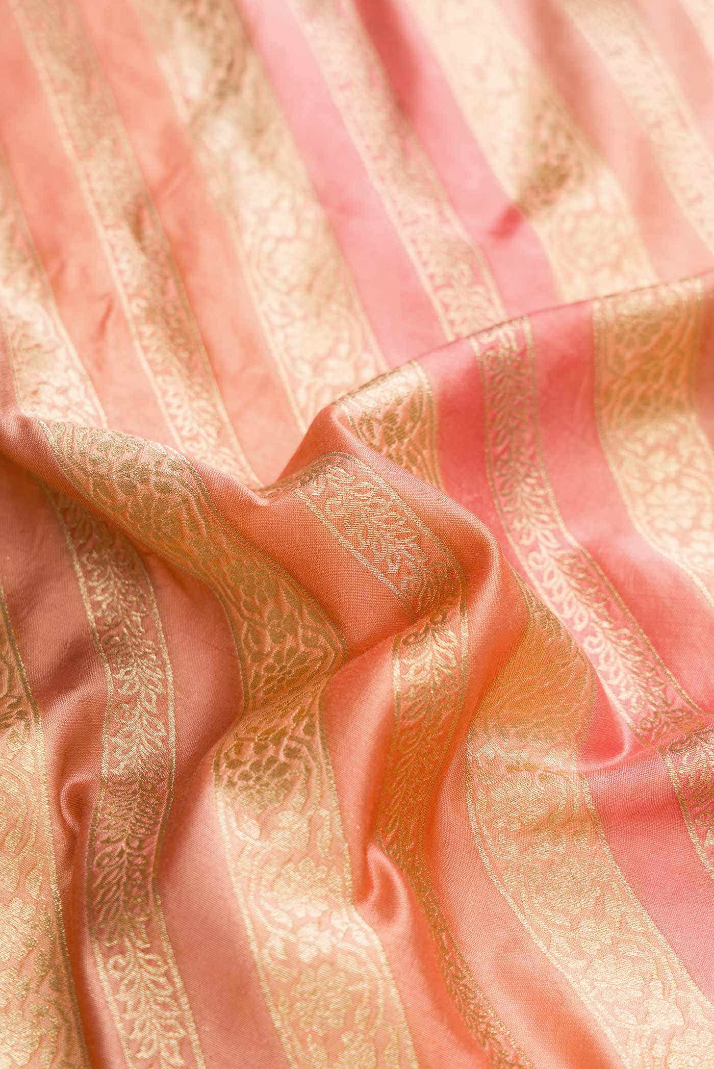 Golden Peach Banarasi Silk Saree