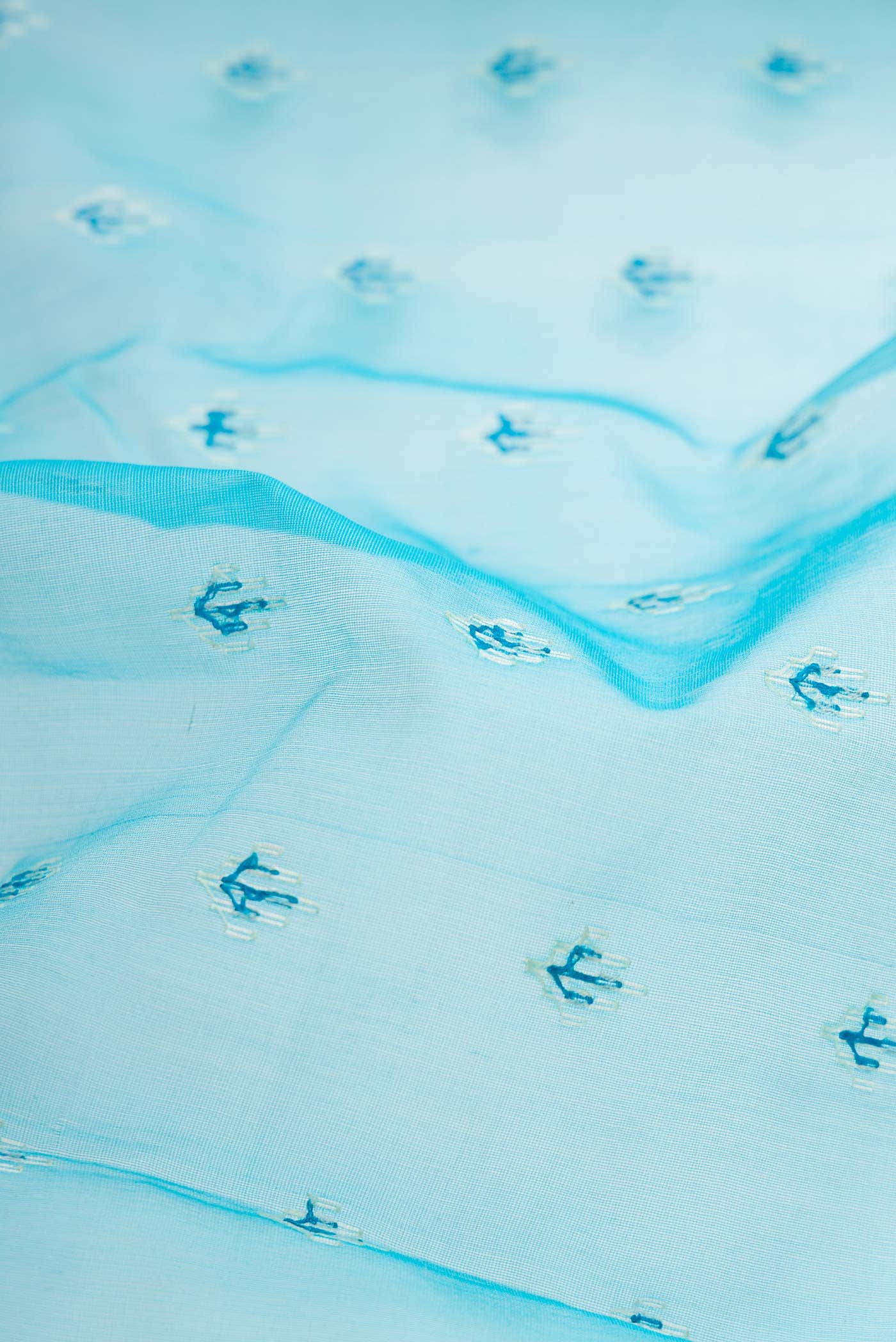Sky Blue Muslin Silk Saree