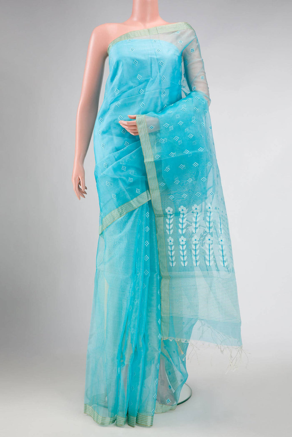 Sky Blue Muslin Silk Saree