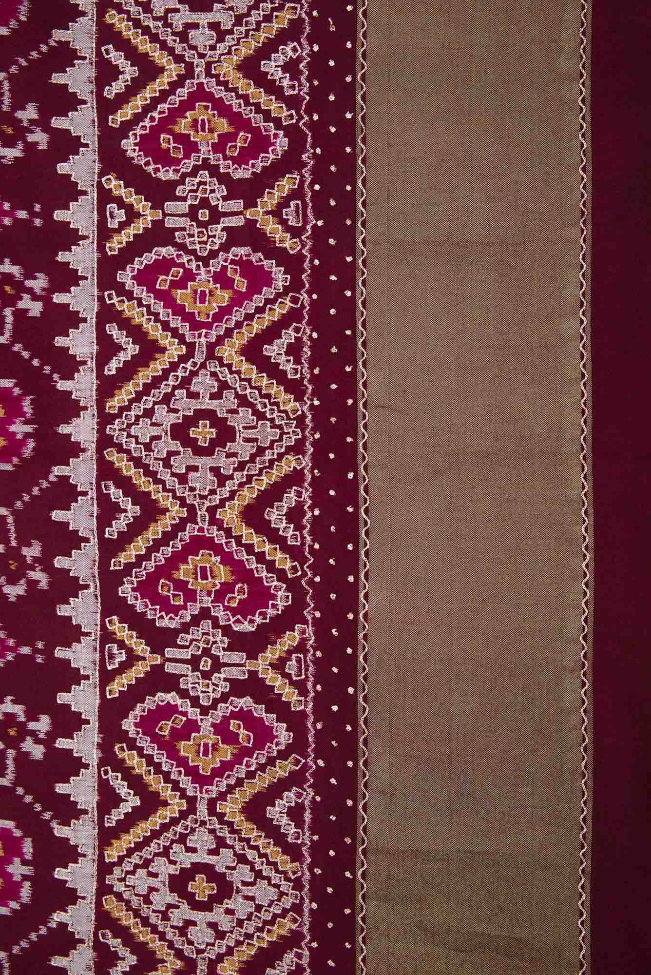 Pure Silk Pure Zari Brown Dual Tone Double Ikat Saree