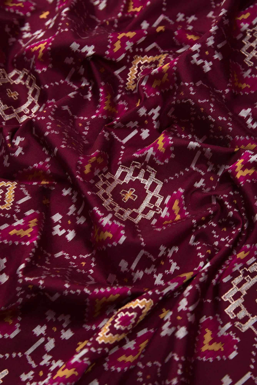 Pure Silk Pure Zari Brown Dual Tone Double Ikat Saree
