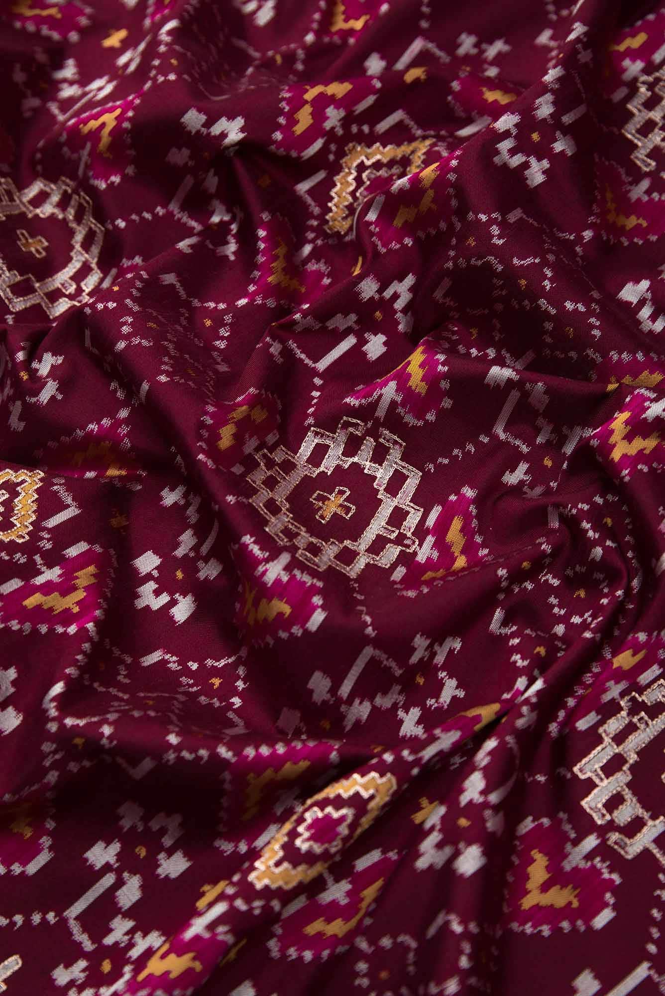 Pure Silk Pure Zari Brown Dual Tone Double Ikat Saree