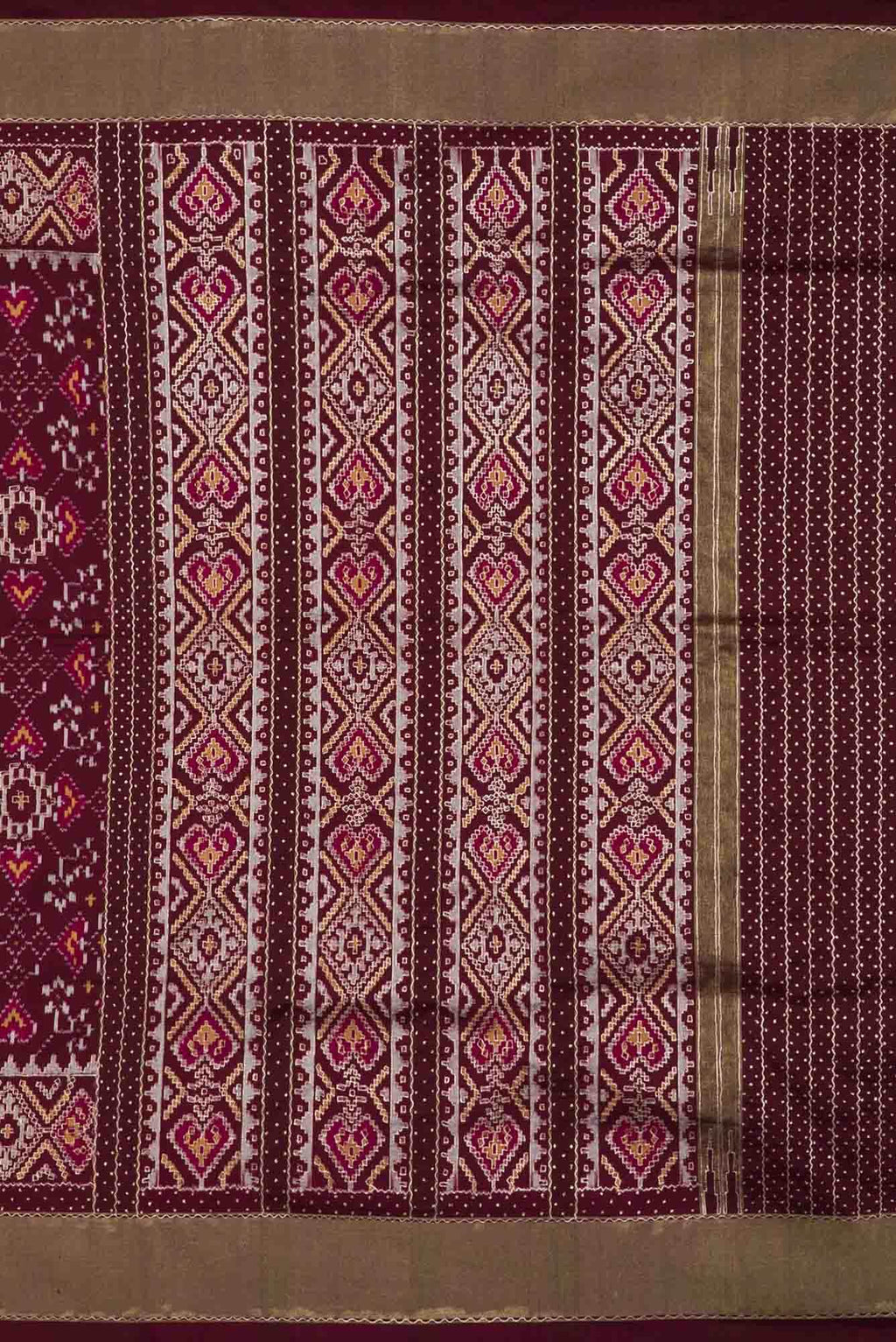 Pure Silk Pure Zari Brown Dual Tone Double Ikat Saree