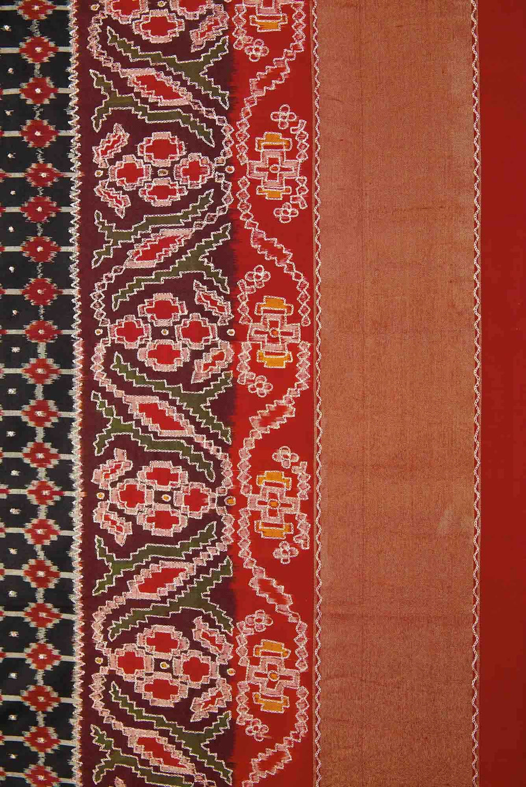 Pure Silk Pure Zari Black Dual Tone Double Ikat Saree