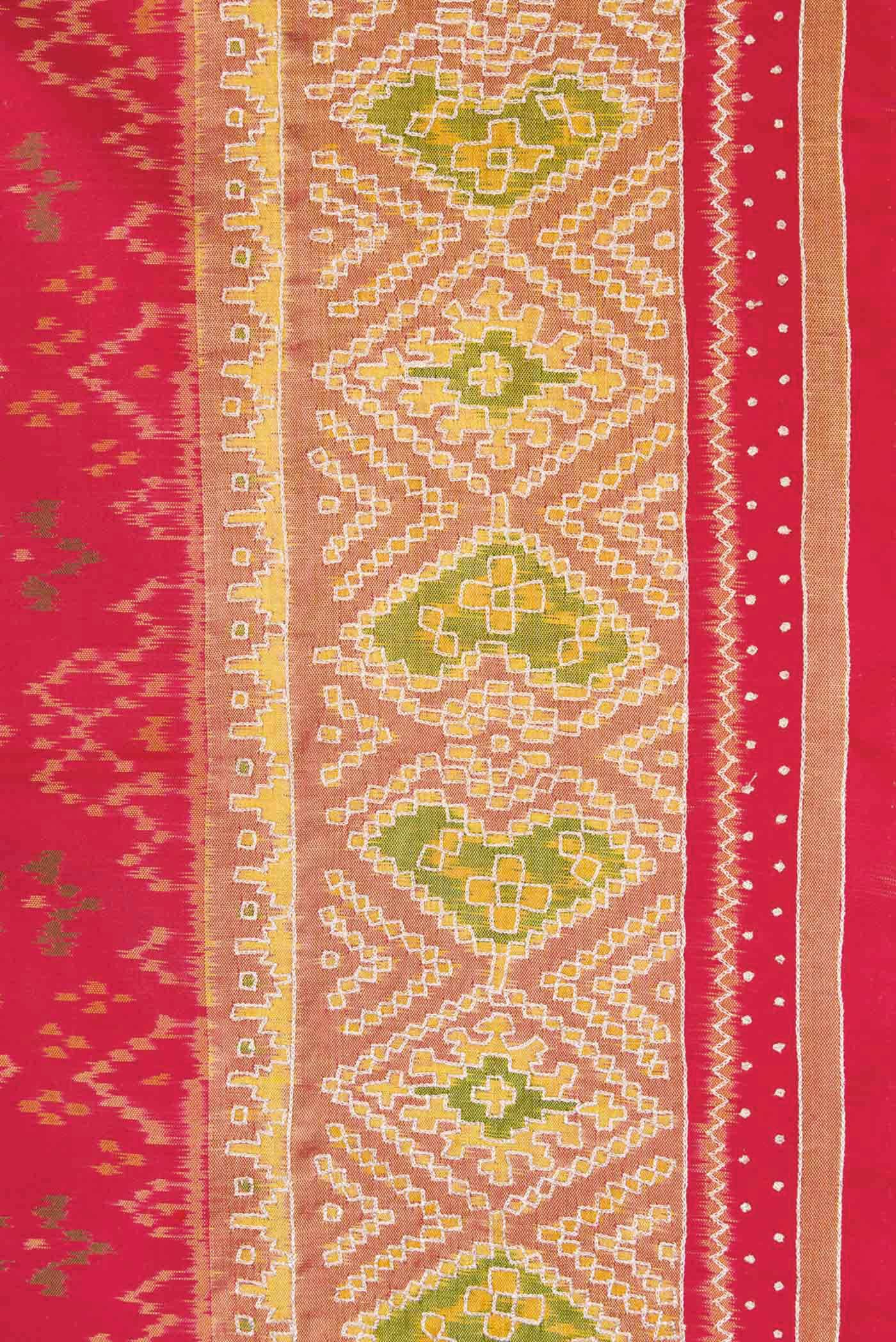 Pure Silk Pure Zari Red Dual Tone Double Ikat Saree