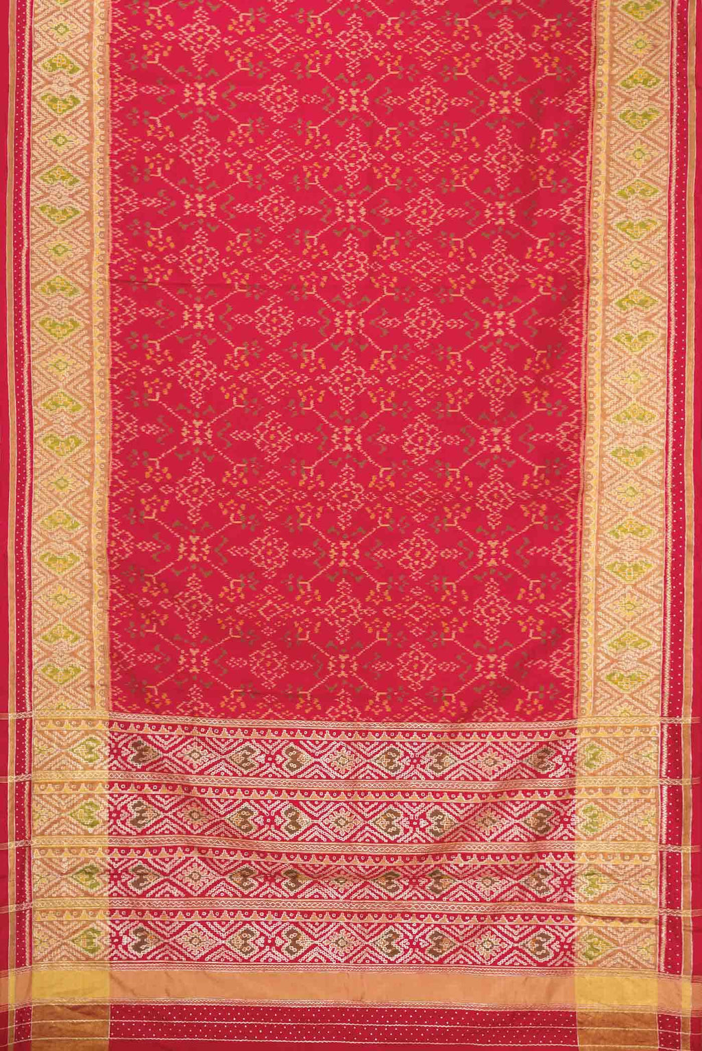 Pure Silk Pure Zari Red Dual Tone Double Ikat Saree