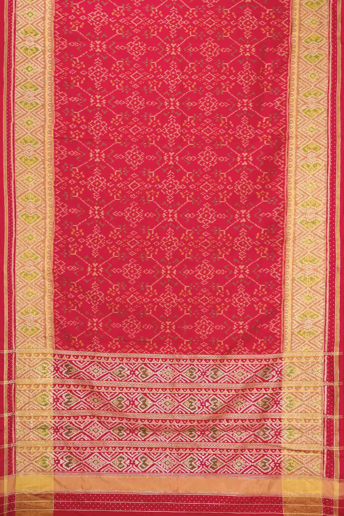 Pure Silk Pure Zari Red Dual Tone Double Ikat Saree