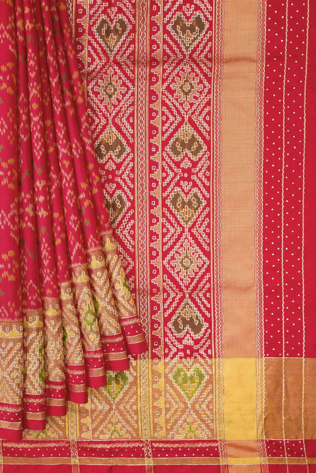 Pure Silk Pure Zari Red Dual Tone Double Ikat Saree