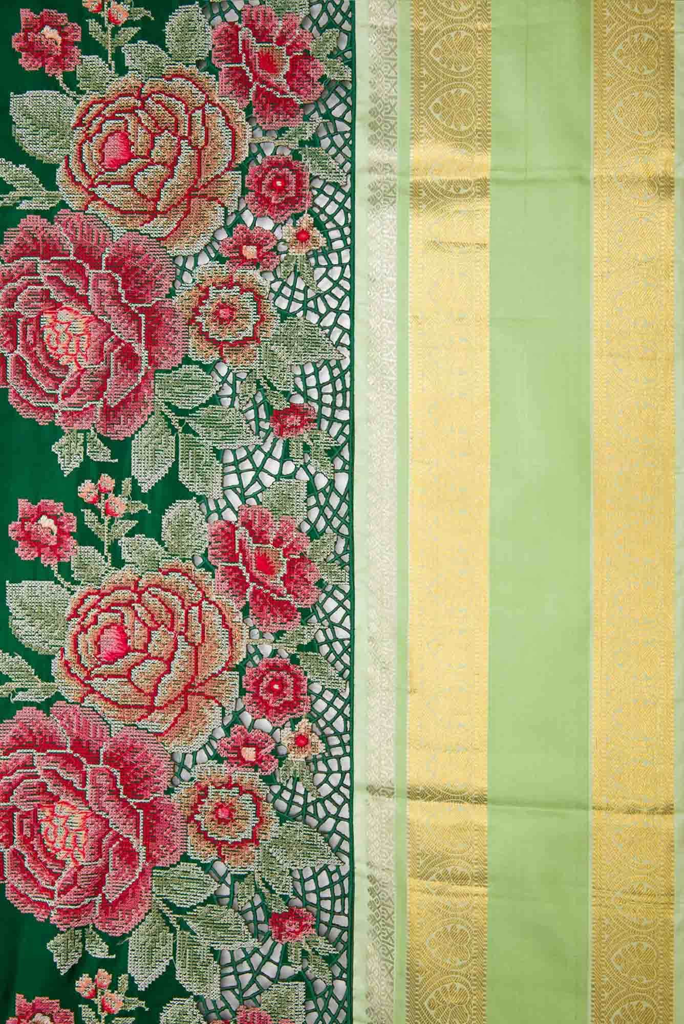 Bottle Green Dual Tone Kanchipuram Silk Saree