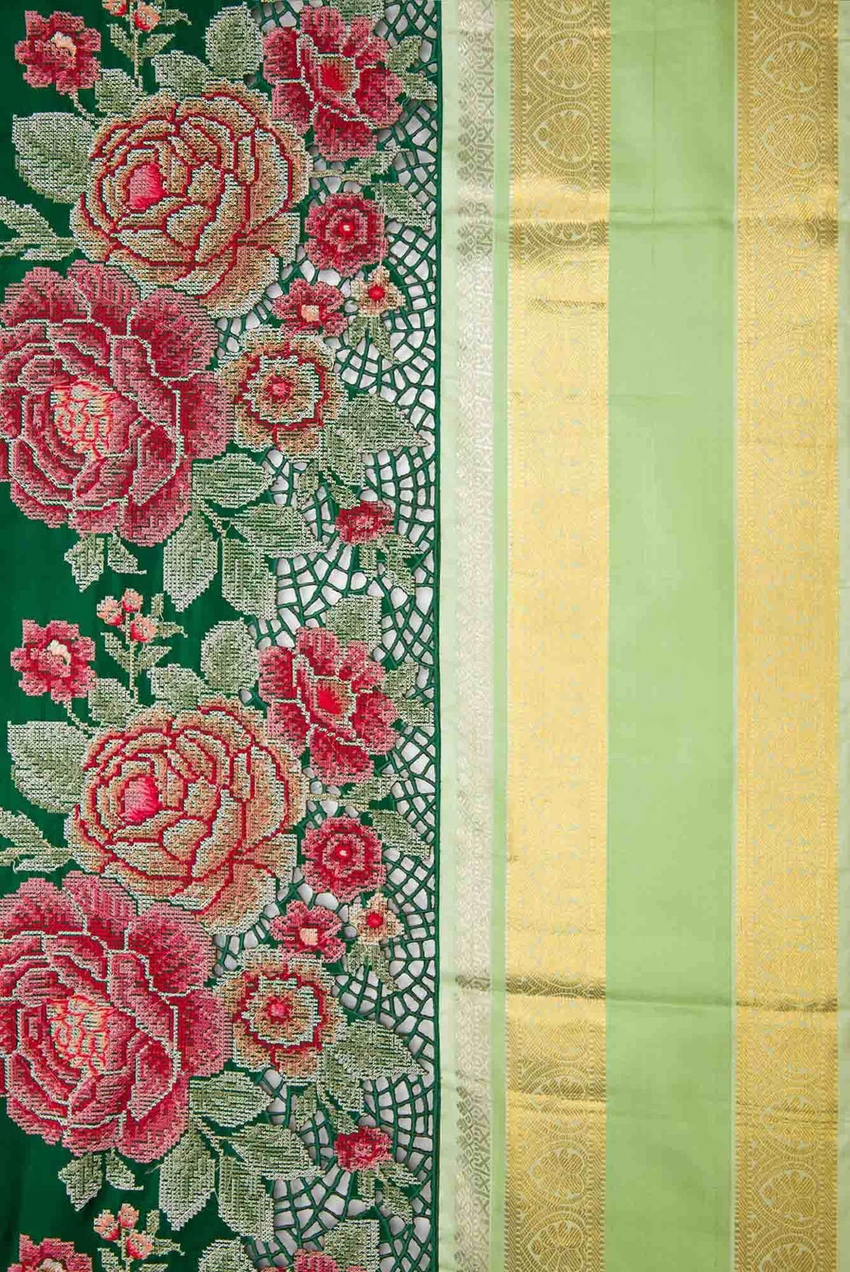 Bottle Green Dual Tone Kanchipuram Silk Saree