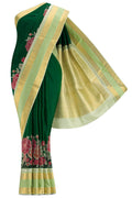 Bottle Green Dual Tone Kanchipuram Silk Saree