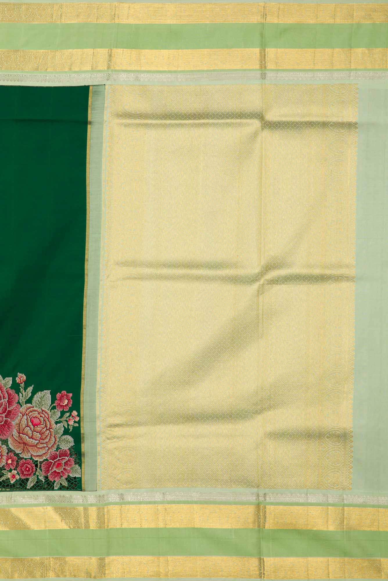 Bottle Green Dual Tone Kanchipuram Silk Saree