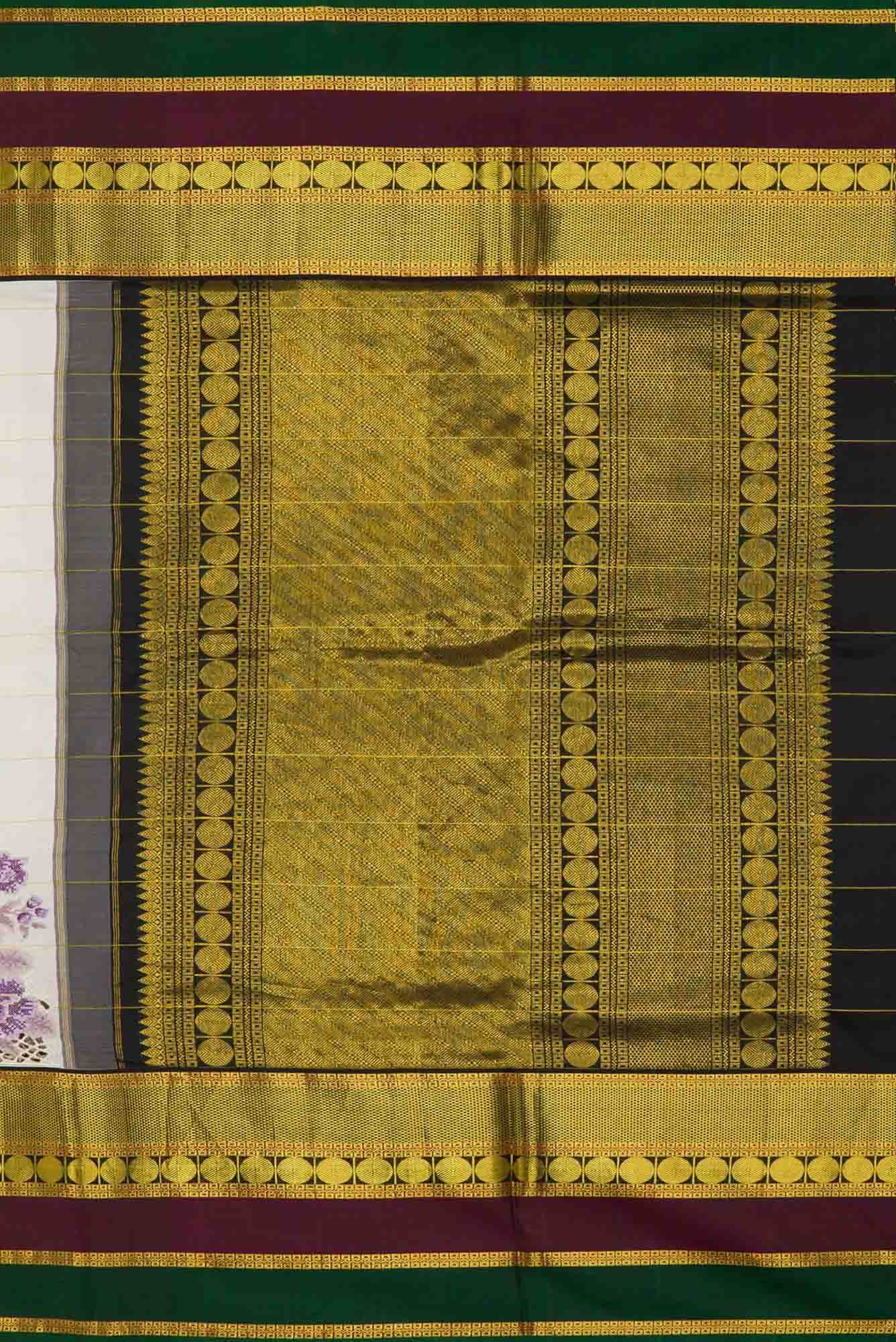 Pure Silk Pure Zari Off White Dual Tone Kanchipuram Saree