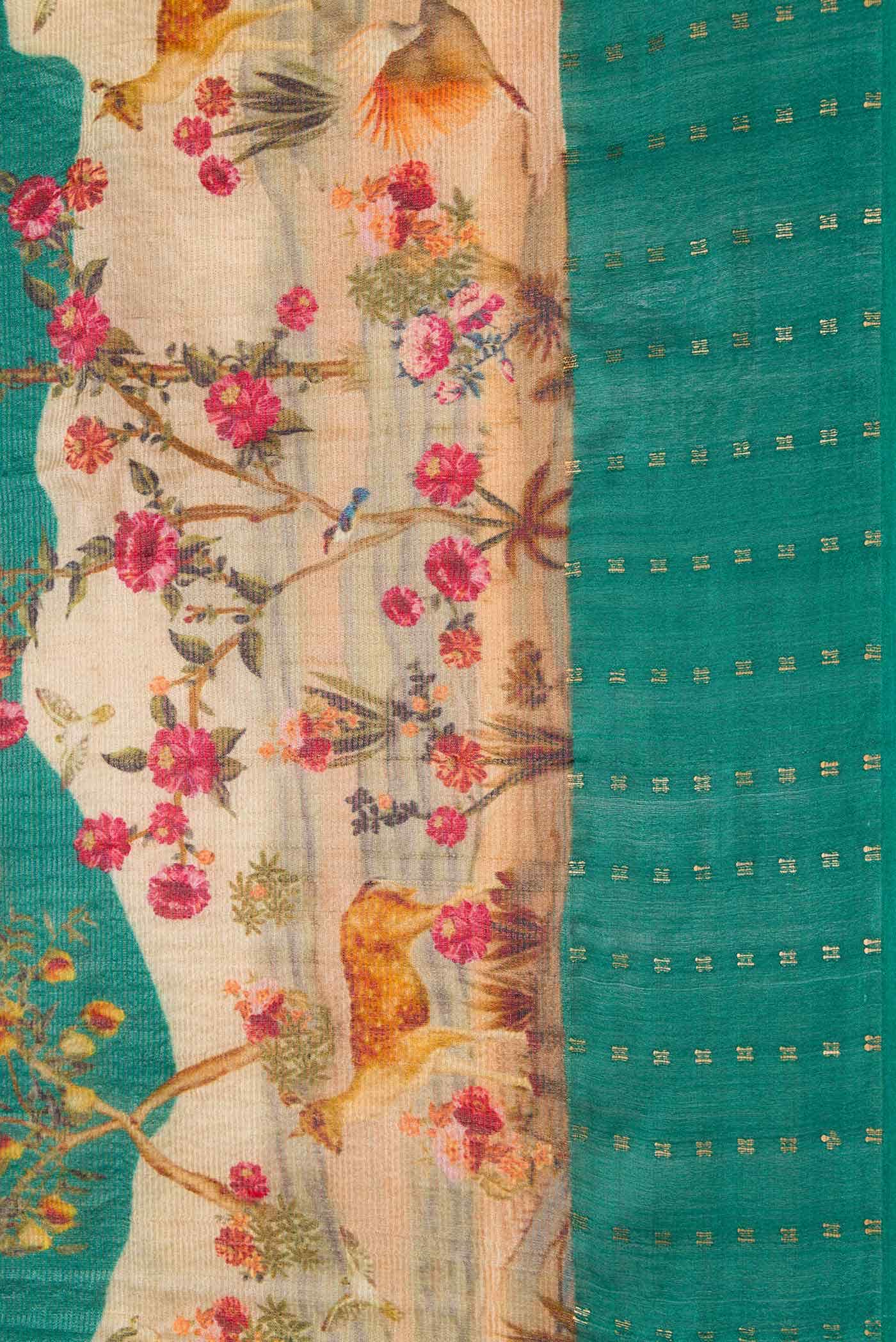 Green Tussar Silk Saree