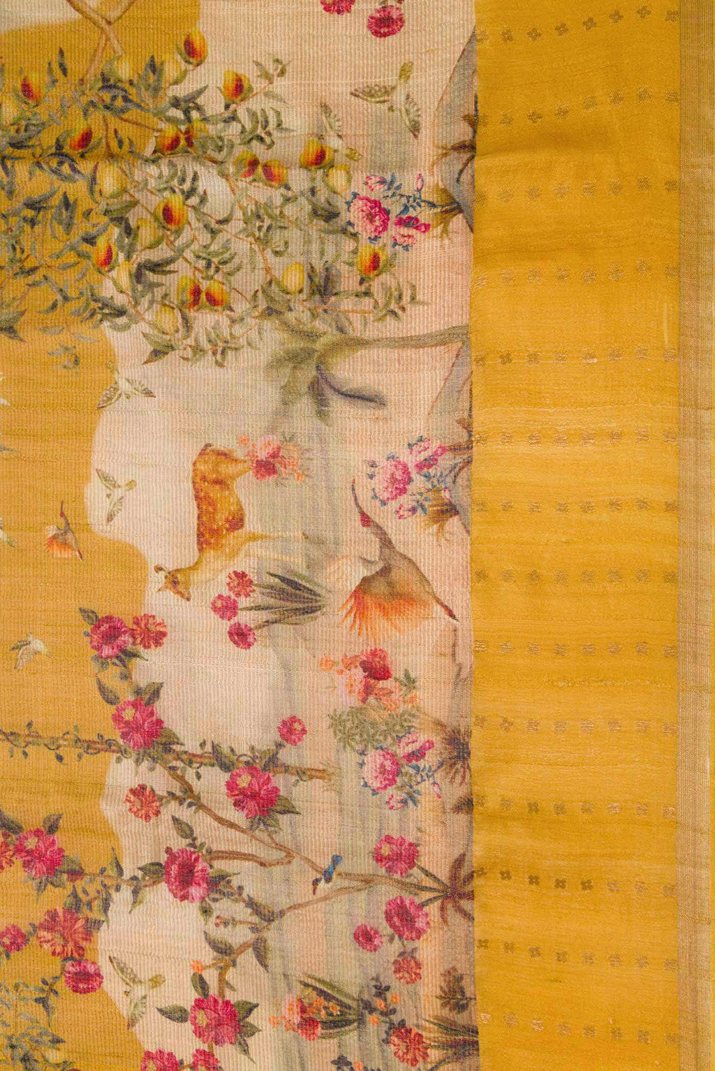Mustard Dual Tone Tussar Silk Saree