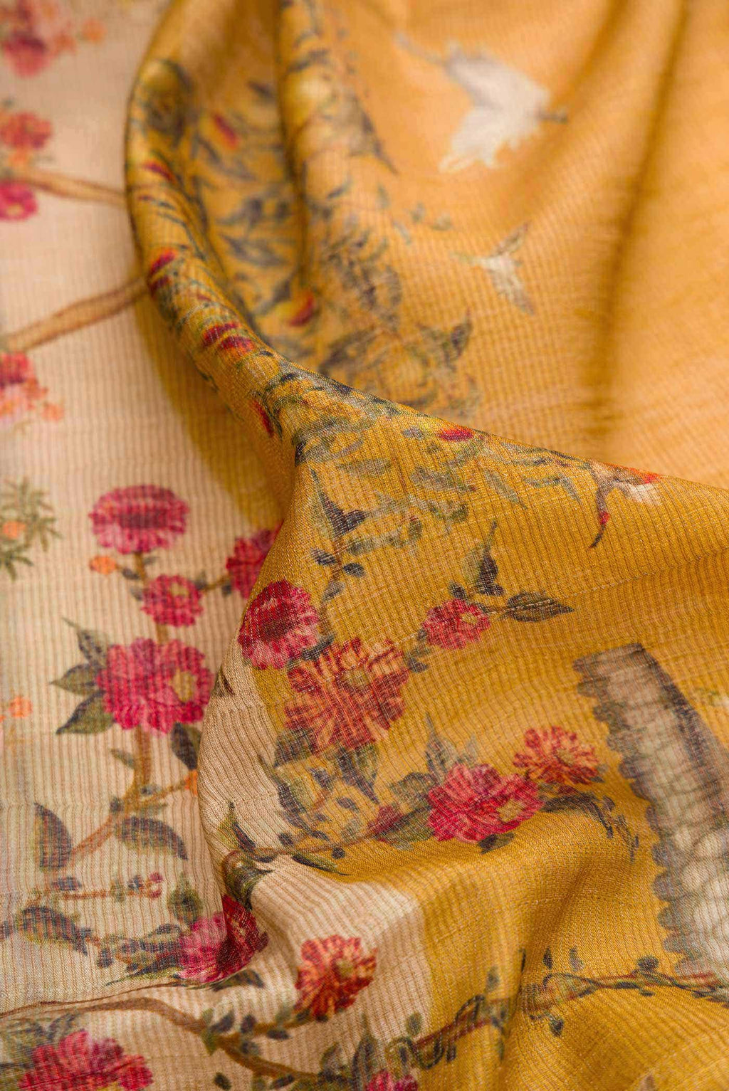 Mustard Dual Tone Tussar Silk Saree