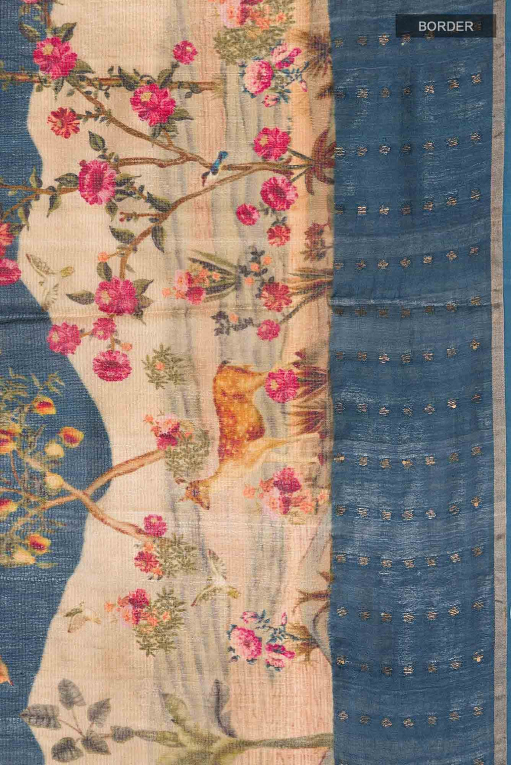 Blue Bhagalpuri Tussar Silk Saree