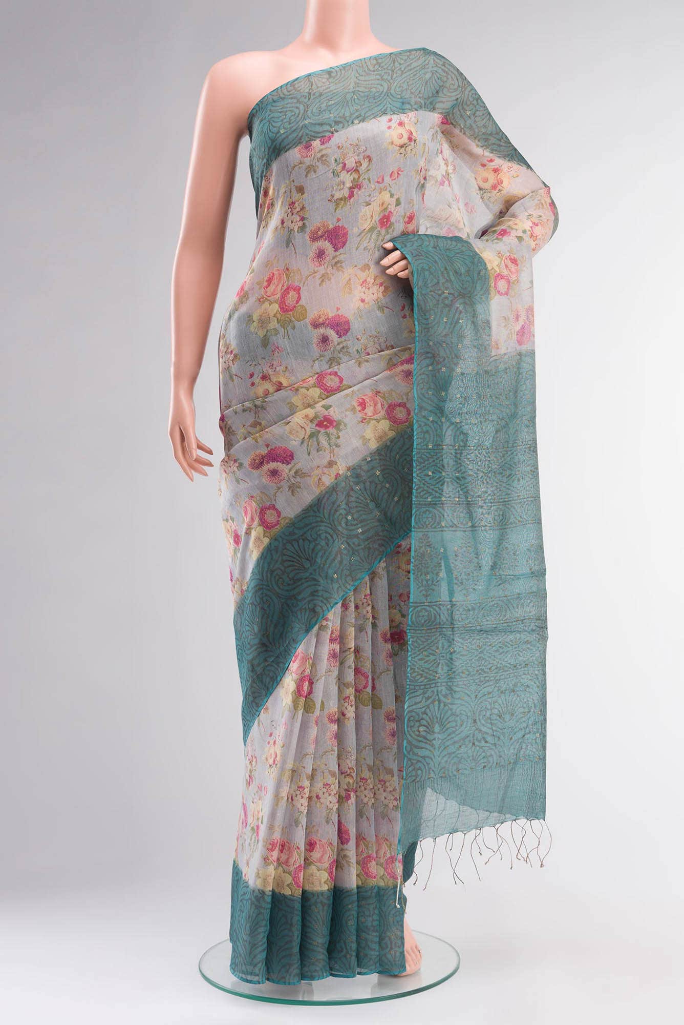 Light Blue Linen Saree