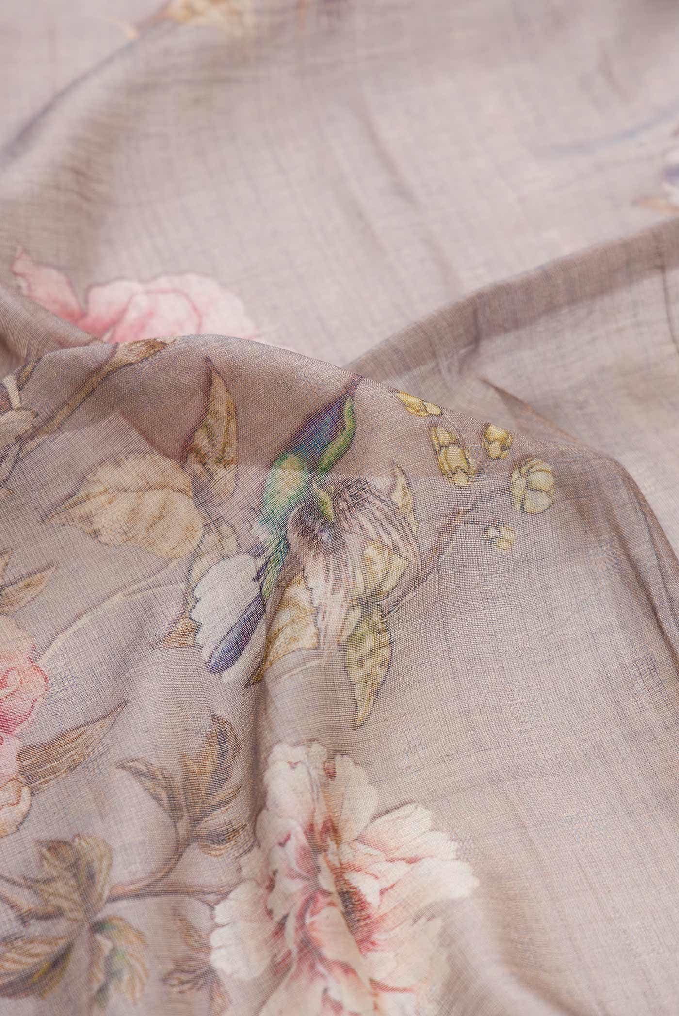 Grey Tussar Silk Saree